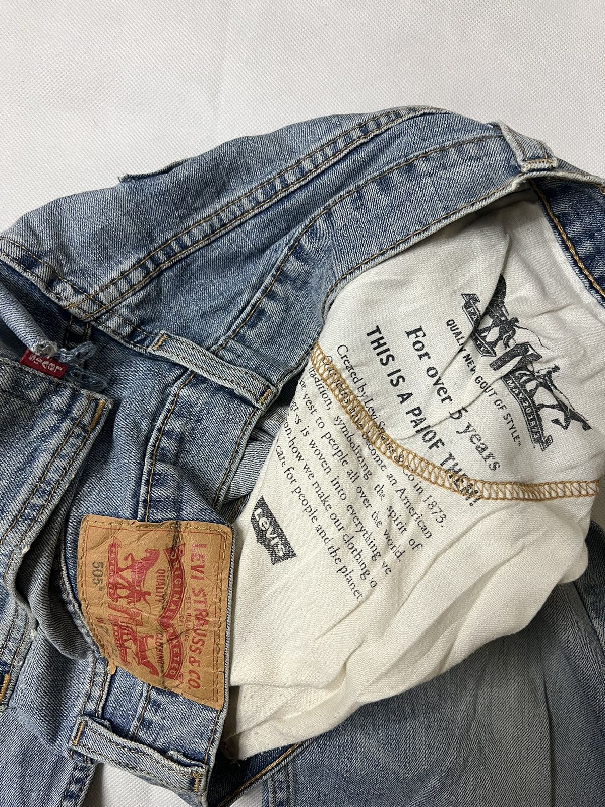 Levi's Vintage Levis 505 Blue Wash Distressed Denim Size US 30 / EU 46 - 5 Thumbnail