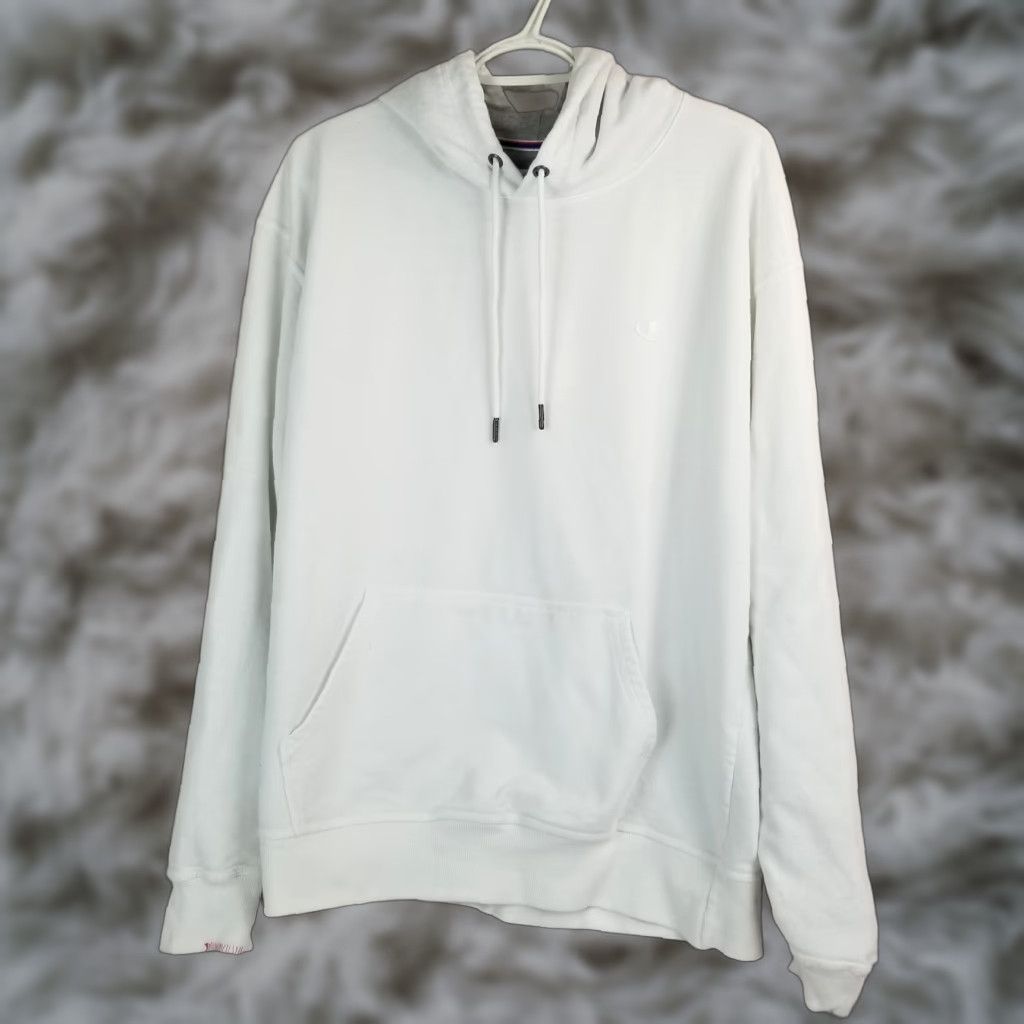 Champion Champion Reverse Weave White Hoodie Sweatshirt Pullover Adult Large Y2K Classic Logo Sweater Hooded Sweatshirt Mens Size US L / EU 52-54 / 3 - 1 Thumbnail