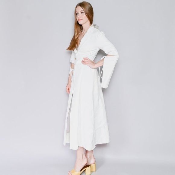 Loewe LOEWE White Jacquard Tie-Cut Sleeve Panel Coat Sz 36 Size XS / US 0-2 / IT 36-38 - 5 Thumbnail
