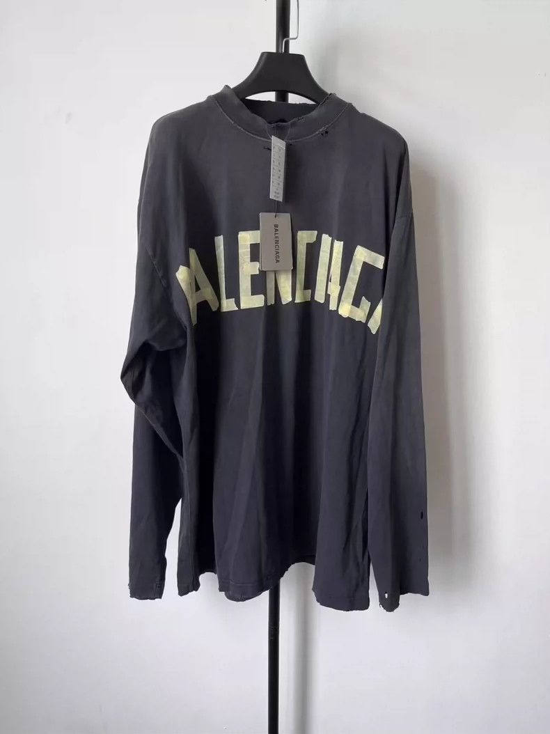 Balenciaga Balenciaga Tape Letter Logo Printed Crew Neck Long Sleeve Size S / US 4 / IT 40 - 1 Thumbnail