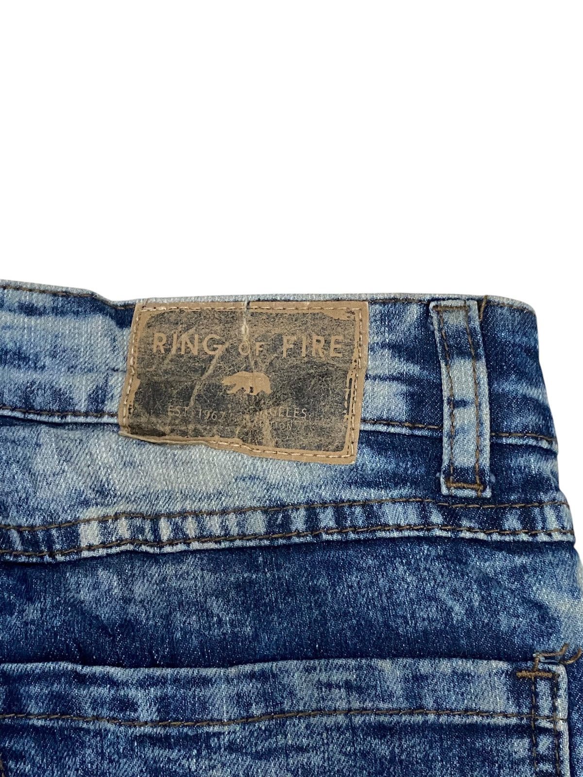 GOSTAR DE FUGA × Japanese Brand Ring of Fire Distressed Acid Washed Zipper Knee Honeycomb Size US 33 - 19 Thumbnail