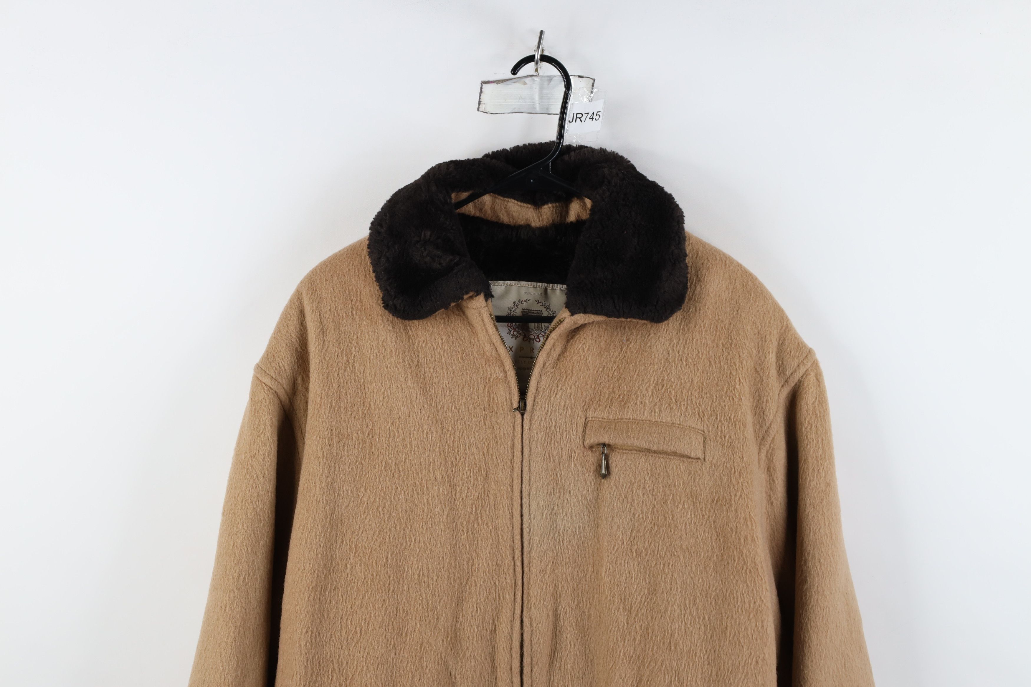 Express Vintage 90s Express Lined Mohair Wool Blend Jacket Beige Size S / US 4 / IT 40 - 2 Thumbnail