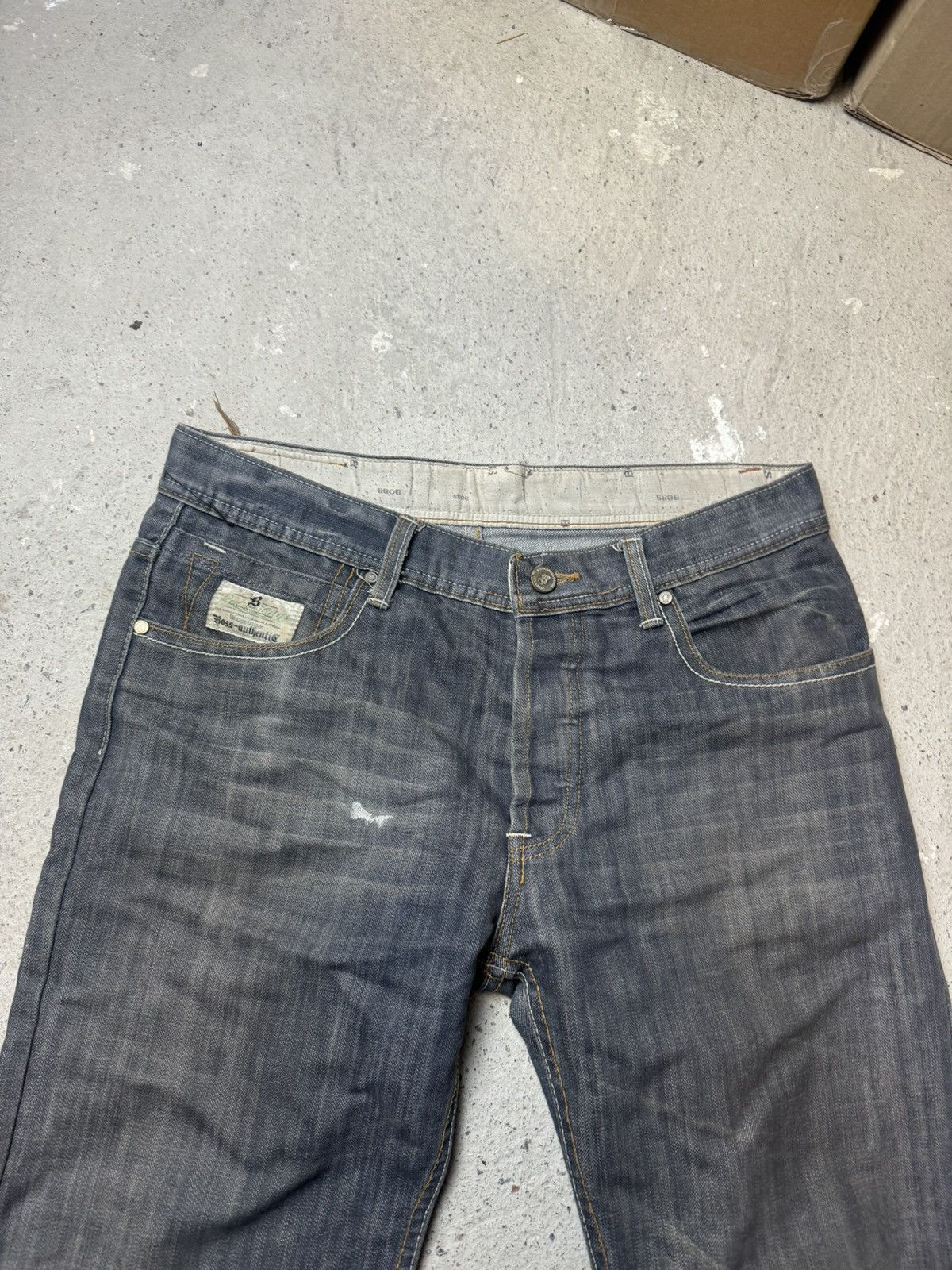 Japanese Brand × Vintage Vintage Y2K Boss Antique Embroidered Logo Baggy Denim Pants Size US 33 - 4 Thumbnail