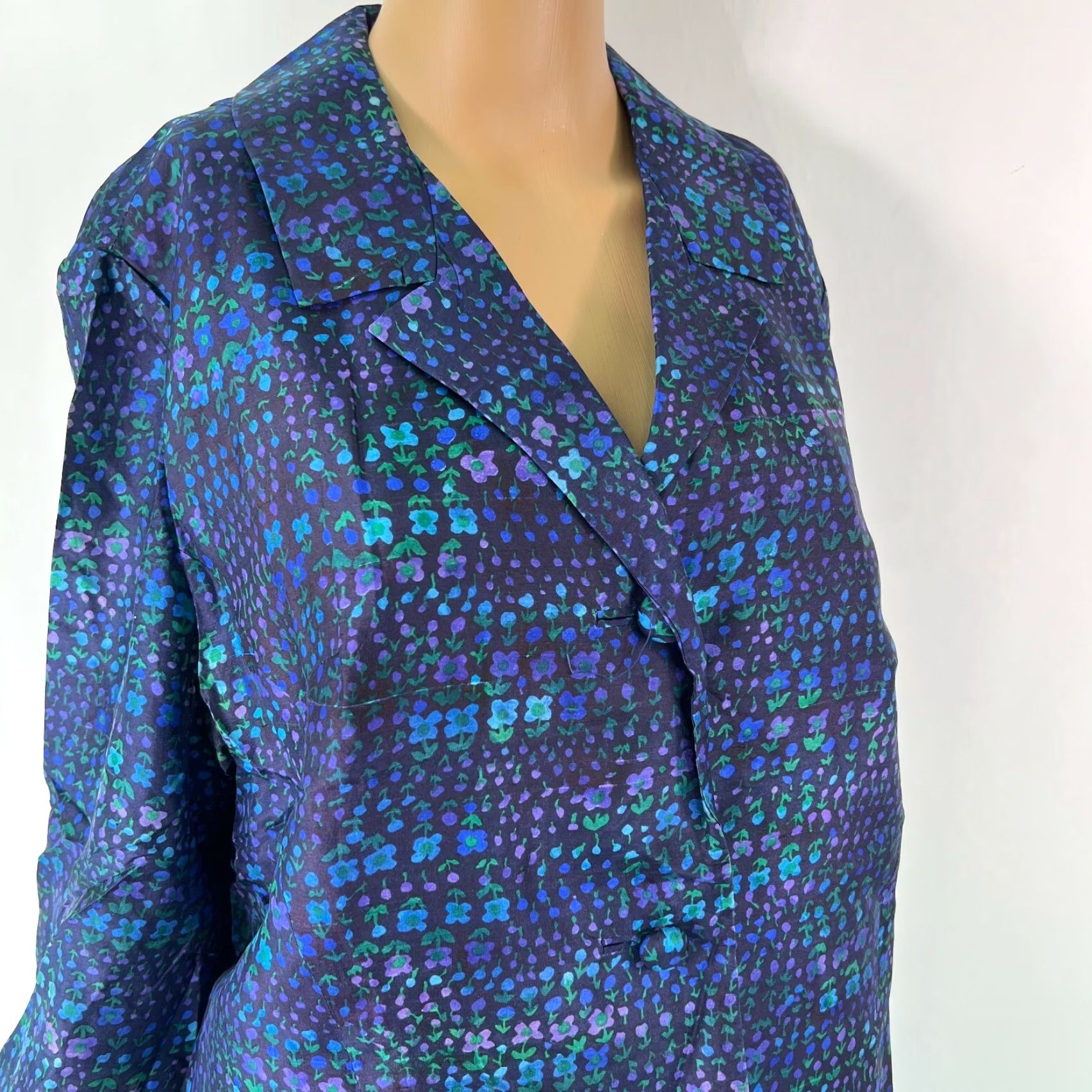 Vintage Renie Seide Women Floral Blue Suit Skirt Set 46 Casual Fall Spring Summer Winter Size 32" / US 10 / IT 46 - 3 Thumbnail