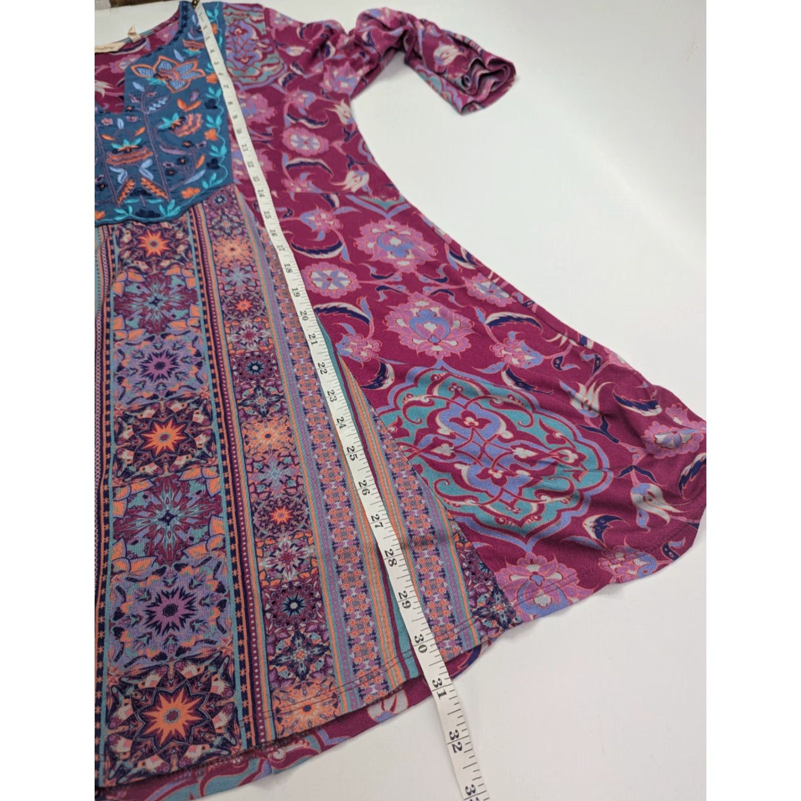 Soft Surroundings Soft Surroundings Blouse Tunic Floral Boho Bell Sleeve V-Neck Embroidered 3/4 Sleeve Pink Relaxed Regular S Womens Size S / US 4 / IT 40 - 5 Thumbnail