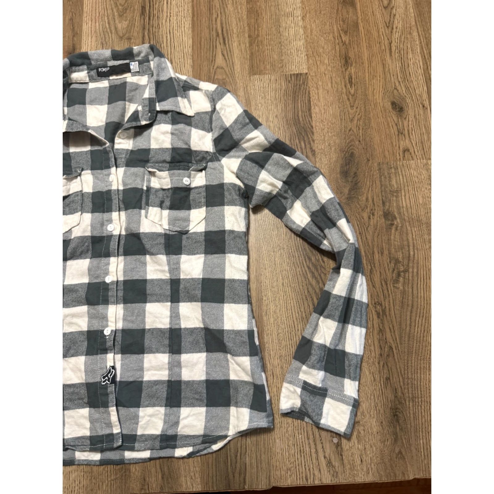 Vintage FOX Shirt Women's Medium Green Plaid Long Sleeve Button-Up Size M / US 6-8 / IT 42-44 - 4 Thumbnail