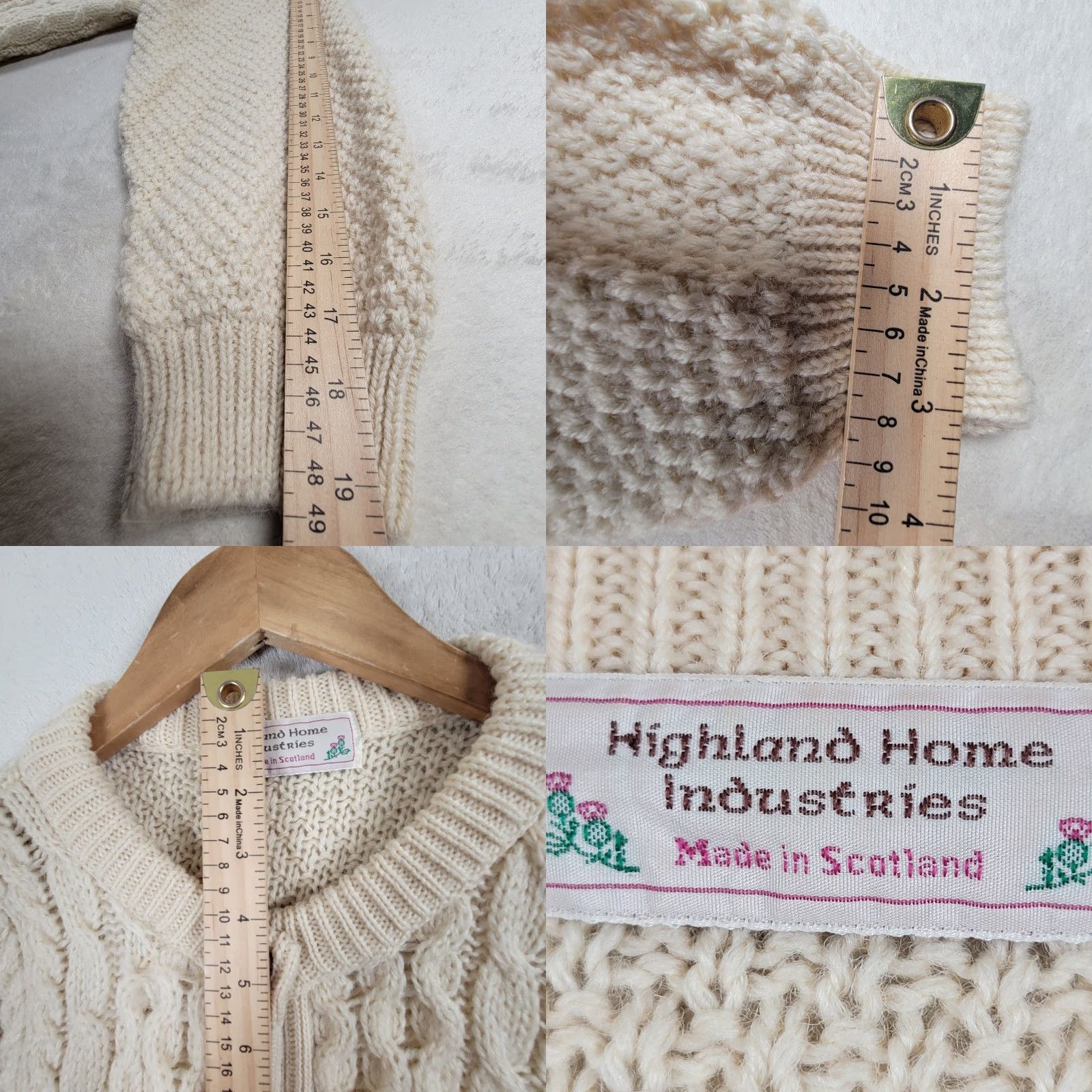 Highland 2000 VINTAGE Highland Cardigan Women Adult Regular Size M OffWhite Wool Cable Knit Scotland Size M / US 6-8 / IT 42-44 - 9 Thumbnail
