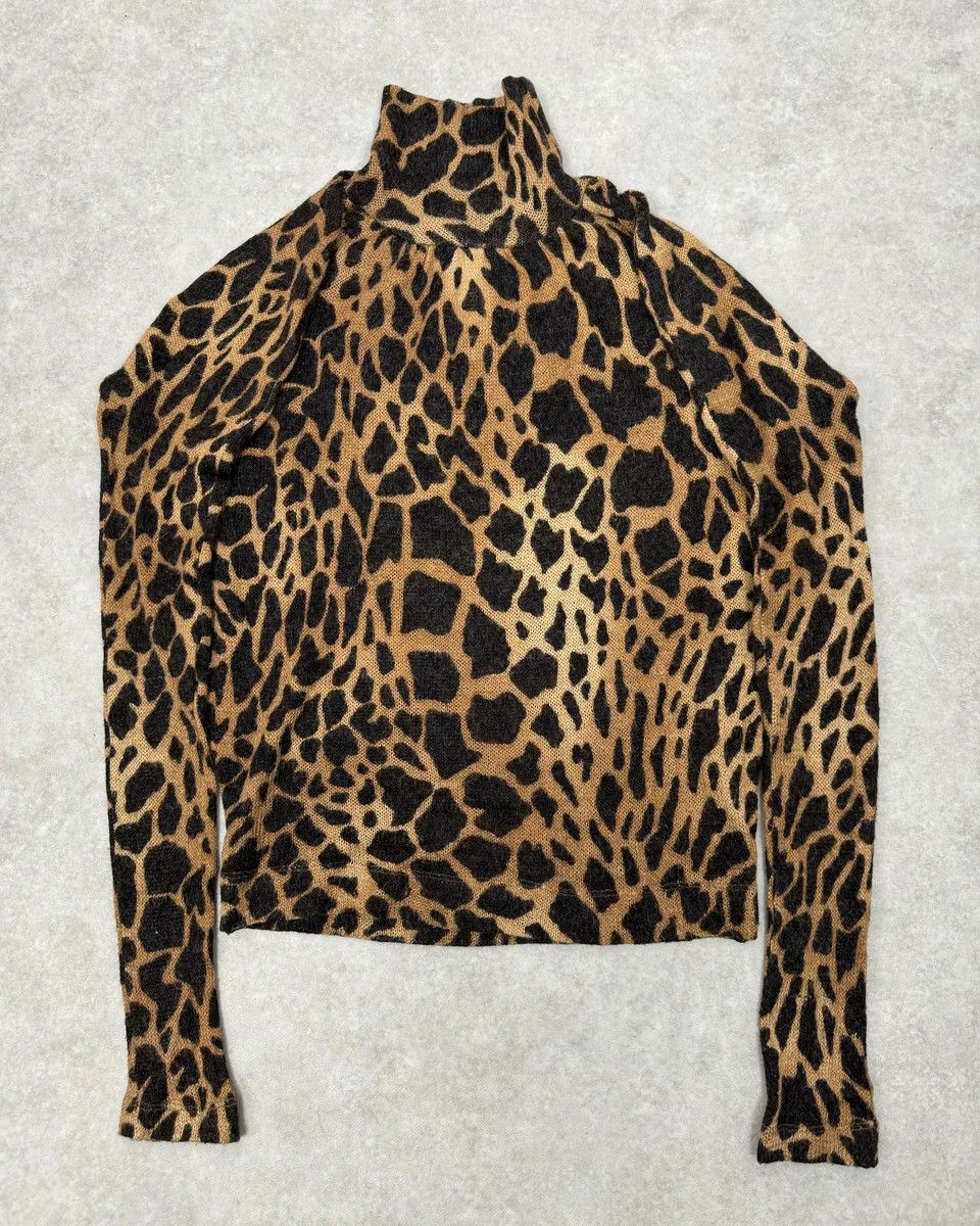 Vintage 2000s Plein Sud Vulcano Leopard Effect Turtleneck Longsleeves Top Size S / US 4 / IT 40 - 1 Thumbnail
