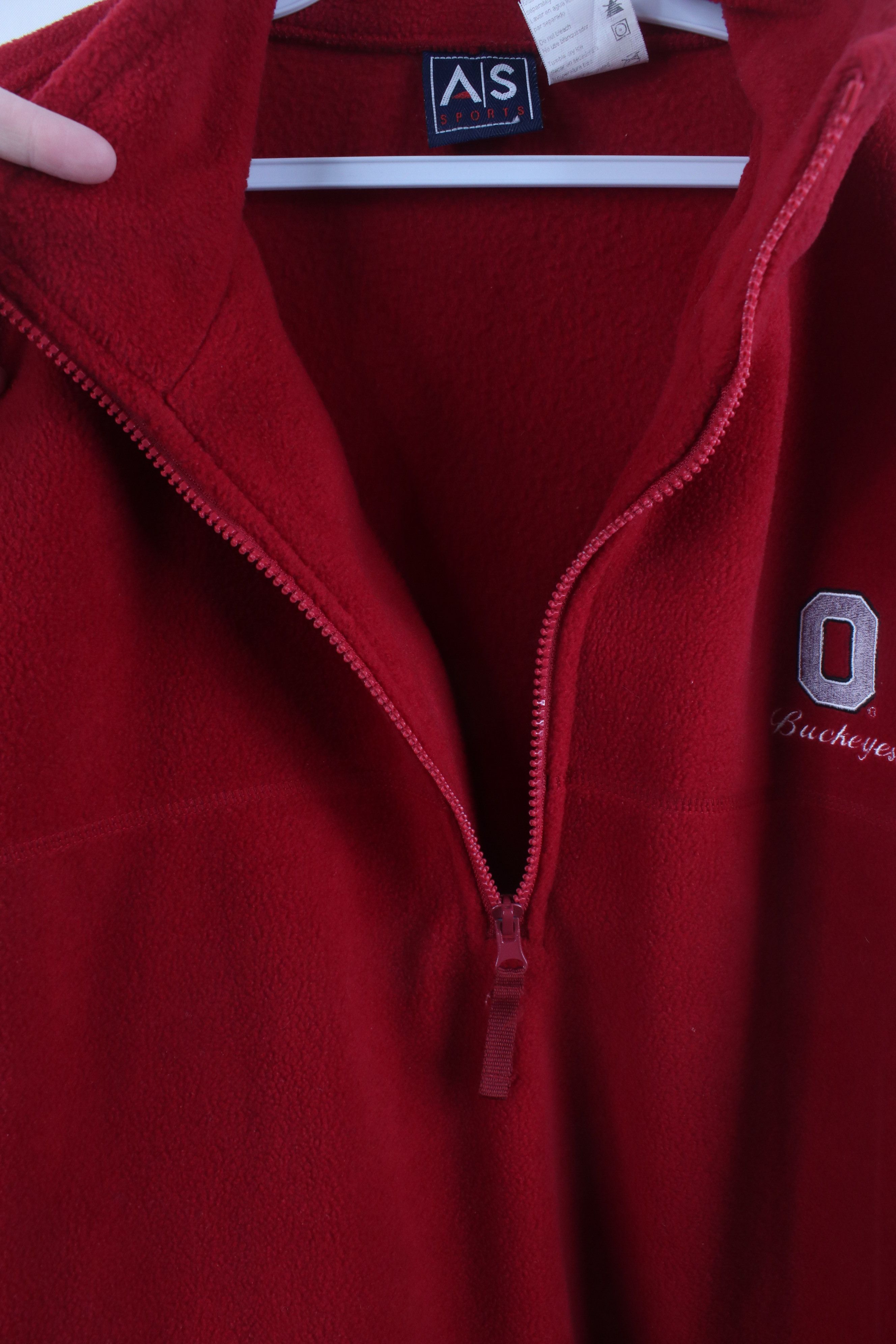 Vintage Vintage 90s Ohio State University 1/4 Zip Fleece Sweater Red Size US XL / EU 56 / 4 - 6 Thumbnail