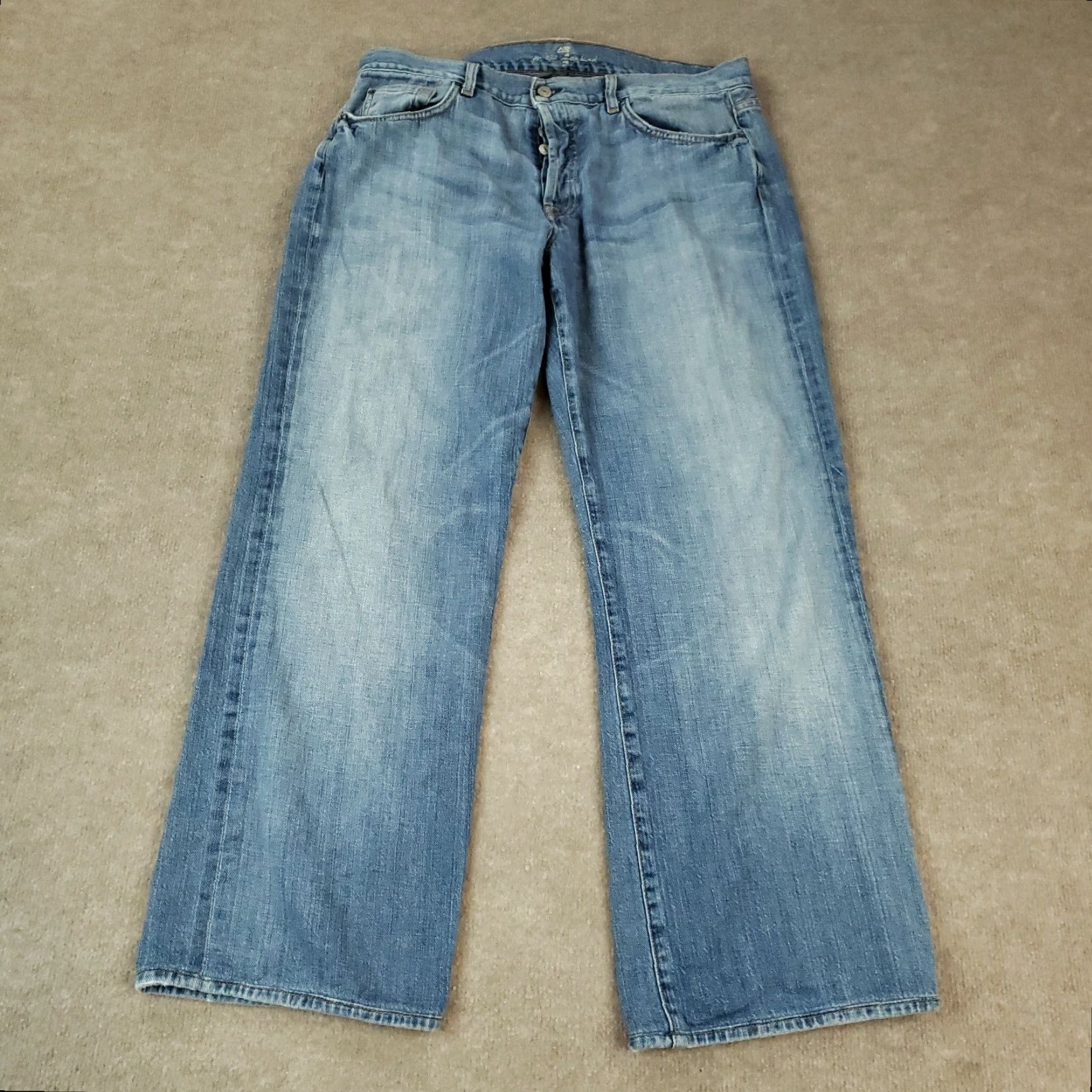 7 For All Mankind 7 For All Mankind Jeans Mens 36x29 Blue Denim Relaxed Straight Leg Shirt? Size US 36 / EU 52 - 2 Thumbnail