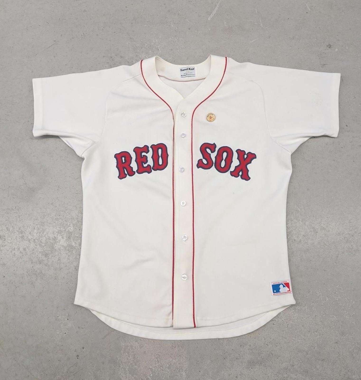 MLB Vintage 80s Boston Red Sox Sand Knit MLB Baseball Jersey Size US L / EU 52-54 / 3 - 1 Thumbnail