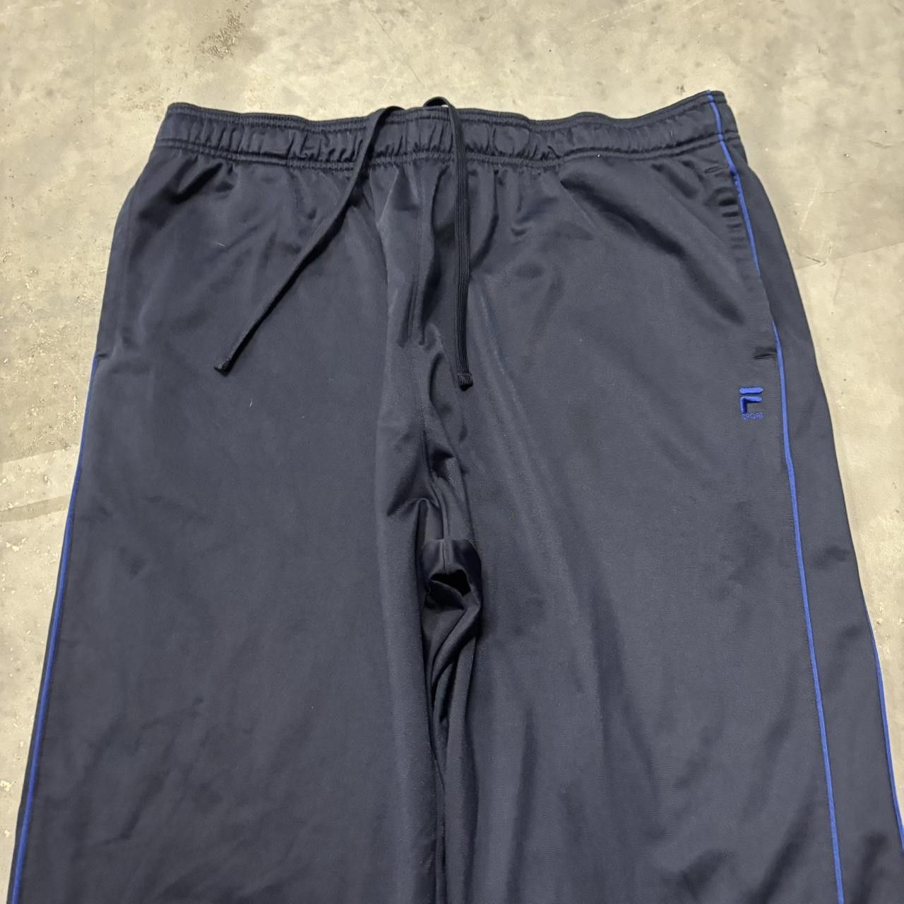 Japanese Brand × Vintage Crazy Vintage Y2K/2000s Baggy Navy Blue Blue Striped Streetwear Essential Track Pants! Size US 36 / EU 52 - 3 Thumbnail