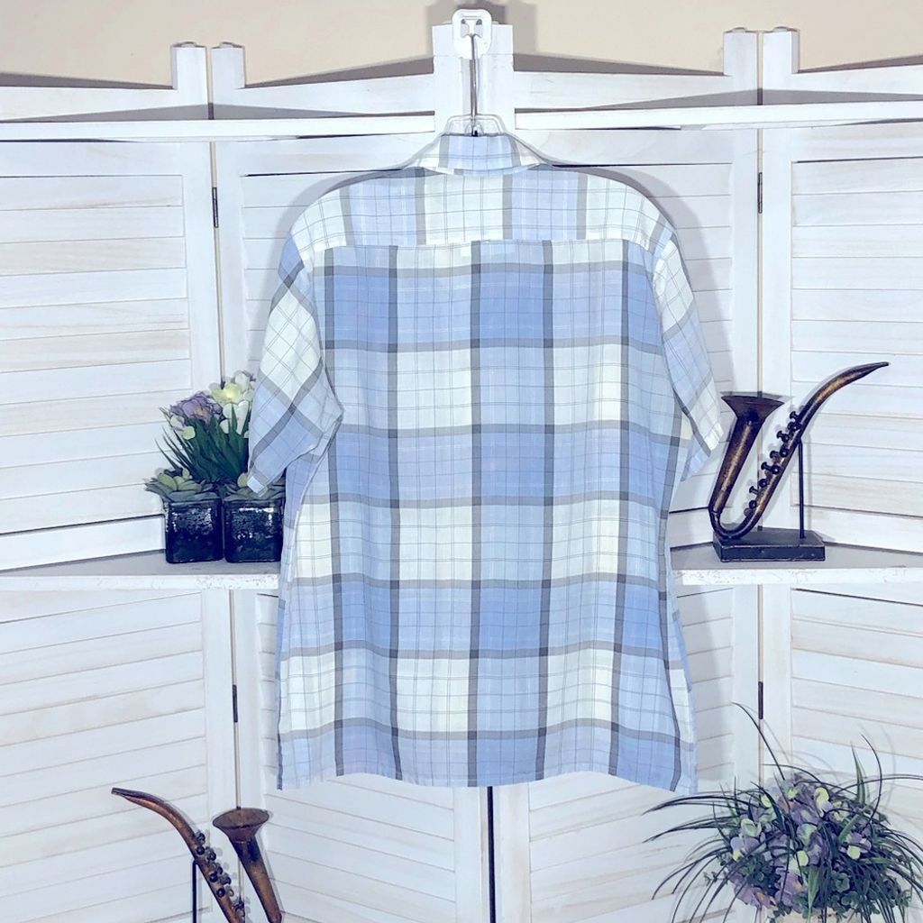 Vintage 90s western cowboy blue cream plaid short sleeves shirt sz M Size US M / EU 48-50 / 2 - 2 Thumbnail