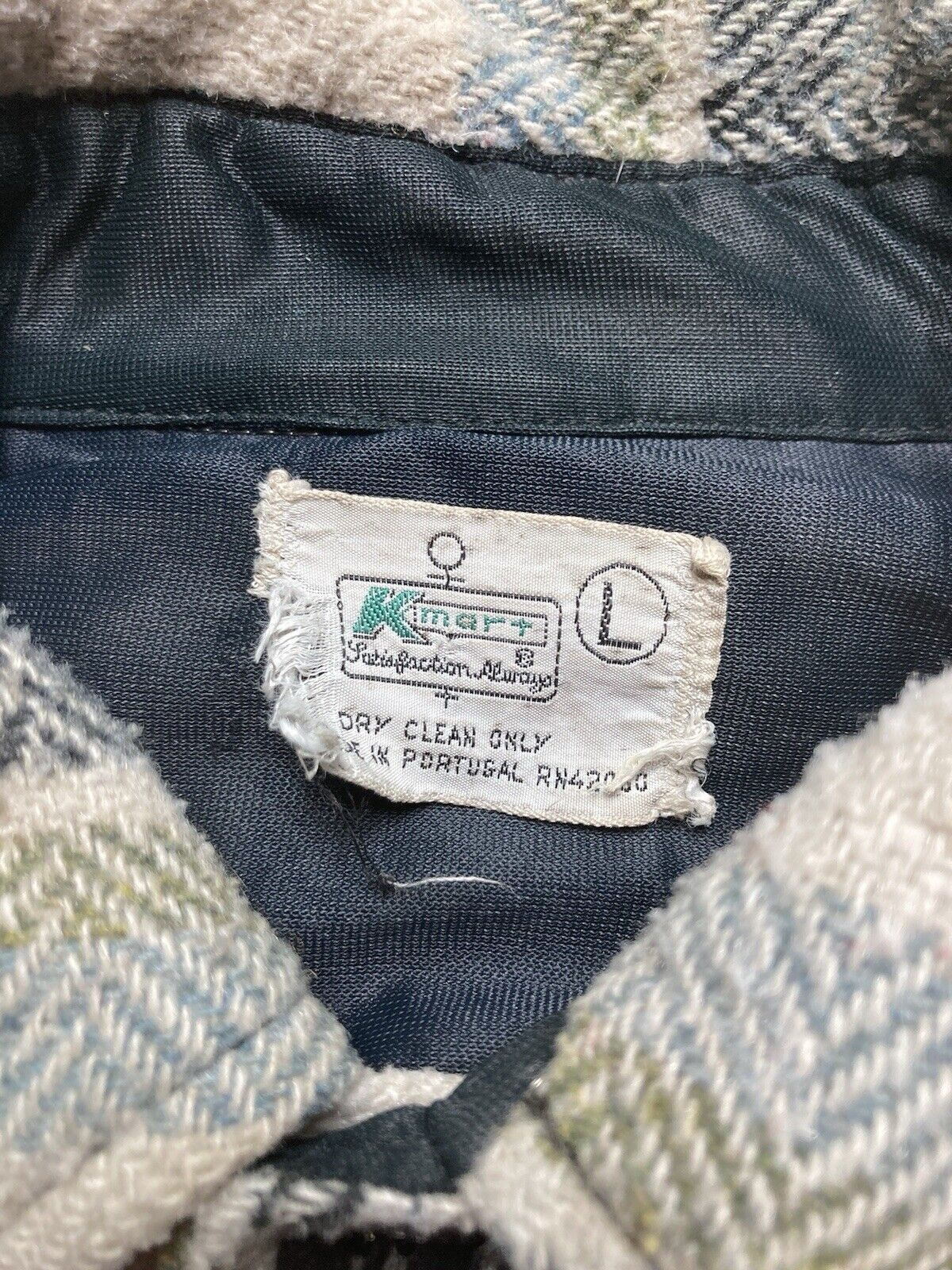 Vintage VTG 70s Kmart wool flannel shirt plaid distressed CPO large Size US L / EU 52-54 / 3 - 9 Thumbnail