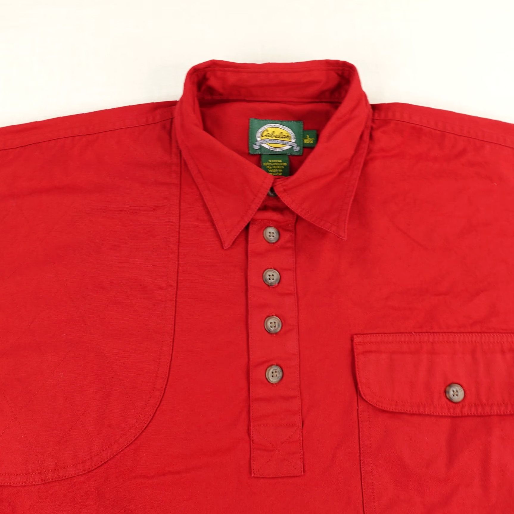 Vintage Cabelas Shirt Mens Large Red Pullover Shooting Hunting Padded Shoulder Roll Tab Size US L / EU 52-54 / 3 - 2 Thumbnail