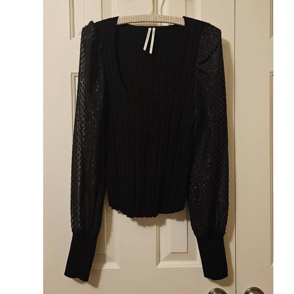 Anthropologie New By Anthropologie Puff-Sleeve Shimmer Sweater $128 MEDIUM Size M / US 6-8 / IT 42-44 - 6 Thumbnail