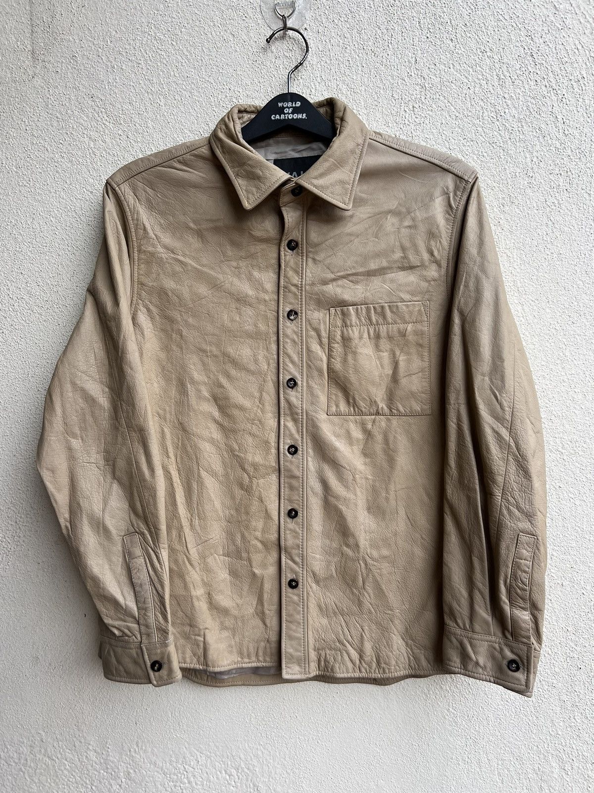 Leather Vintage Kazutaka Kato KAKA Fade Patina Cowhide Leather Shirt Size US M / EU 48-50 / 2 - 6 Thumbnail