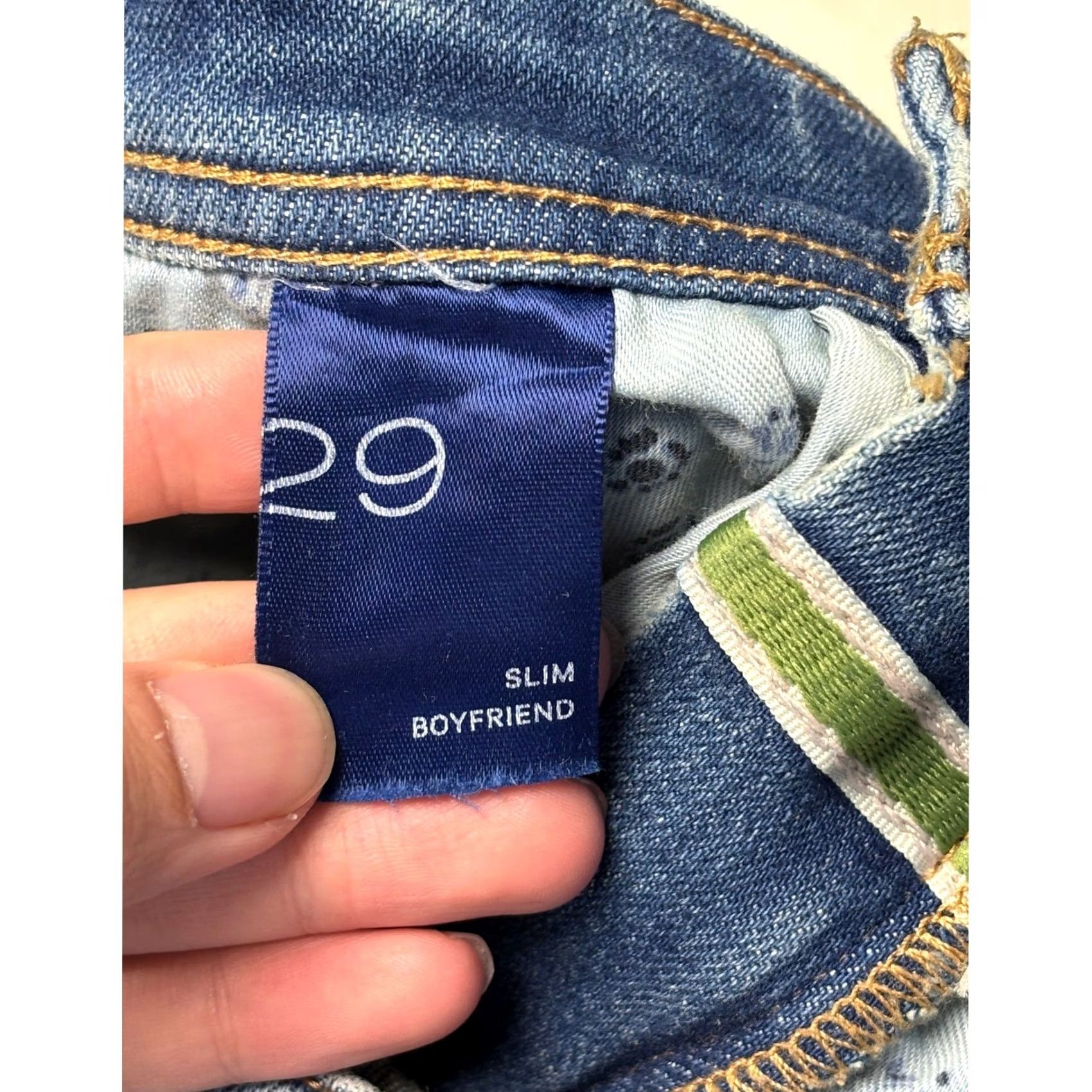 Vintage Pilcro and the Letterpress Slim Boyfriend Jeans Blue Wash Denim Womens 29X29 Size 29" - 5 Thumbnail