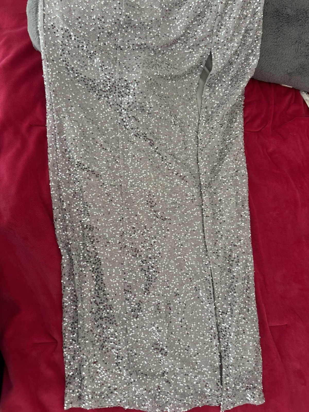 Other Silver Sequin Slip Dress/ Spaghetti straps Size L / US 10 / IT 46 - 3 Thumbnail