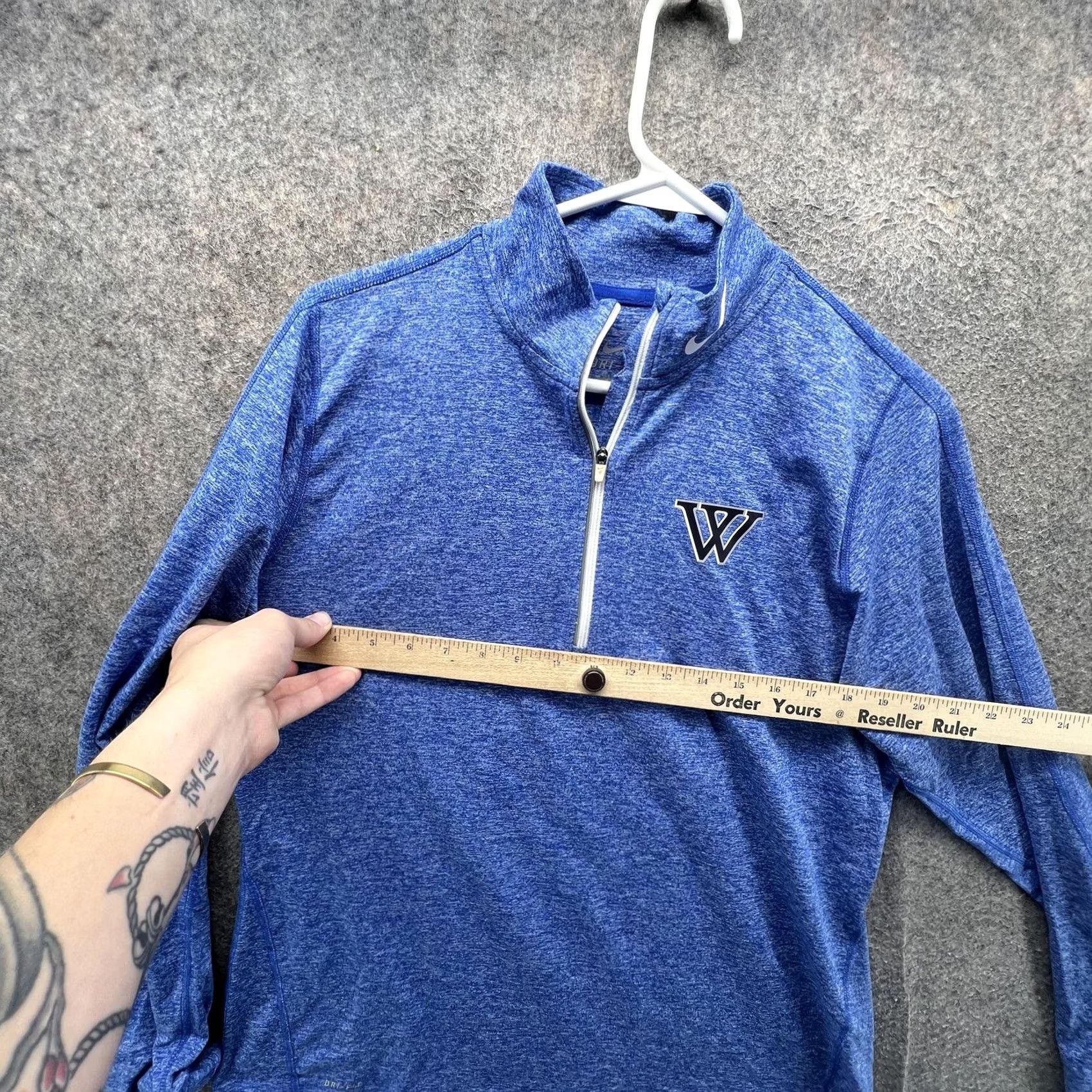 Nike Nike Dri-FIT Pullover Womens XL Blue Heather 1/4 Zip W Logo Shirt Top Long Sleeve Size XL / US 12-14 / IT 48-50 - 7 Thumbnail