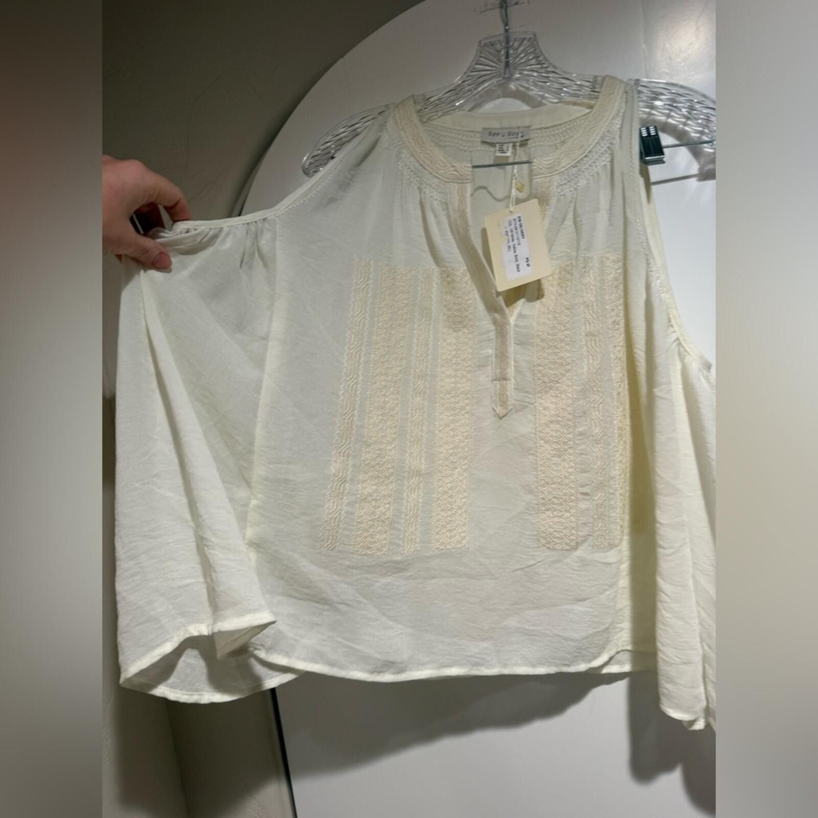 Other See U Soon Boho Cream Sleeveless Blouse, Size S Size S / US 4 / IT 40 - 3 Thumbnail