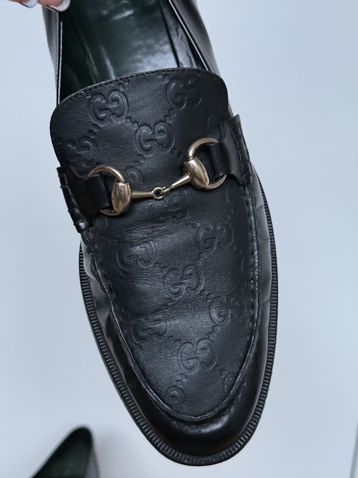 Gucci Gucci Leather Monogram GG Black Horsebit Loafers Size US 9 / EU 42 - 8 Thumbnail