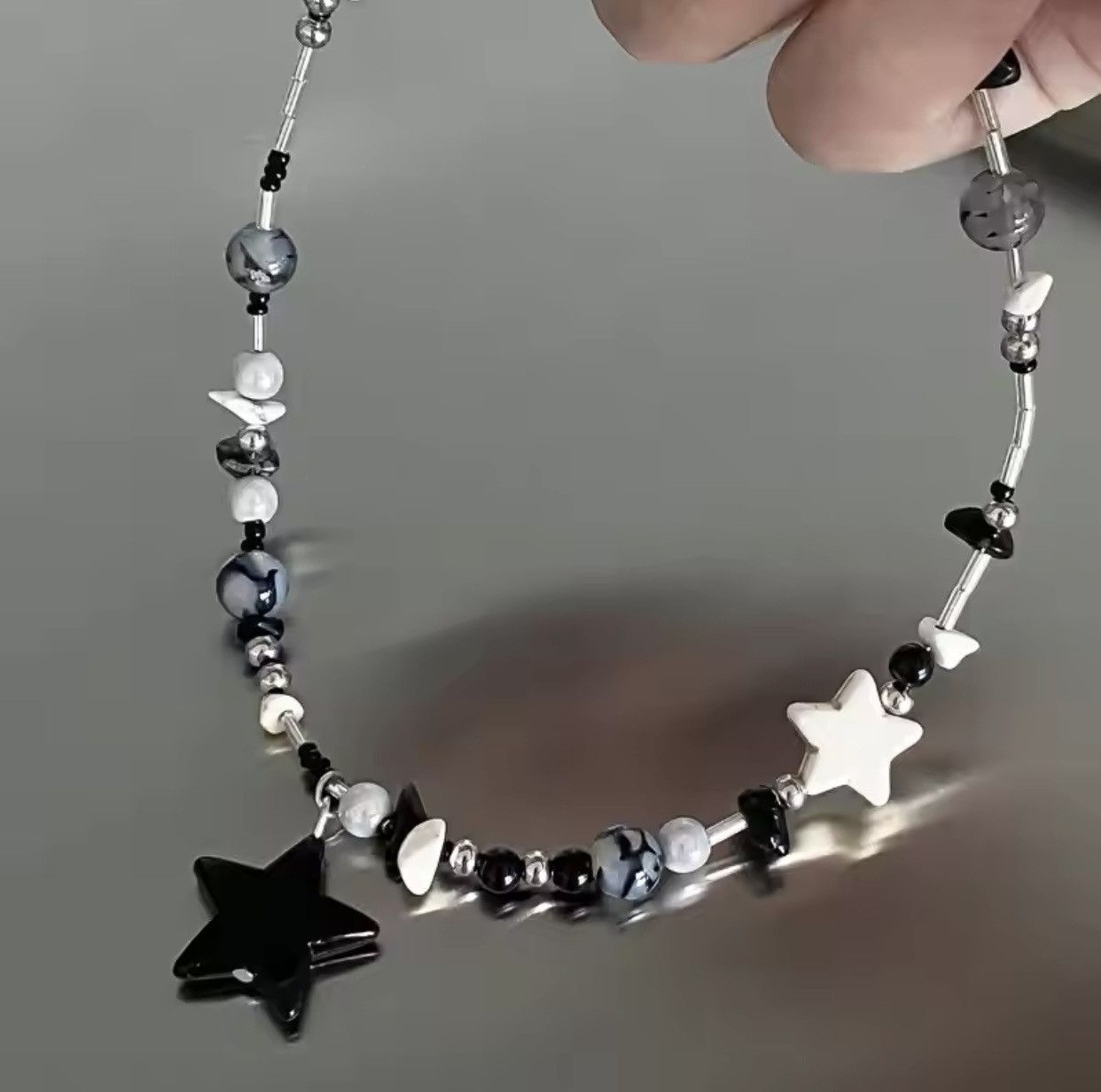 Jewelry × Vintage Y2K Black Star Pentagram Beaded Choker Necklace Size ONE SIZE - 4 Thumbnail