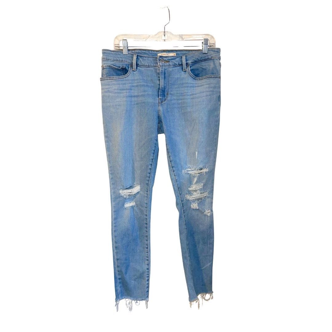 Levi's Levi's 711 Distressed Skinny Jeans 31 Streetwear Medium Wash Size 31" - 1 Thumbnail