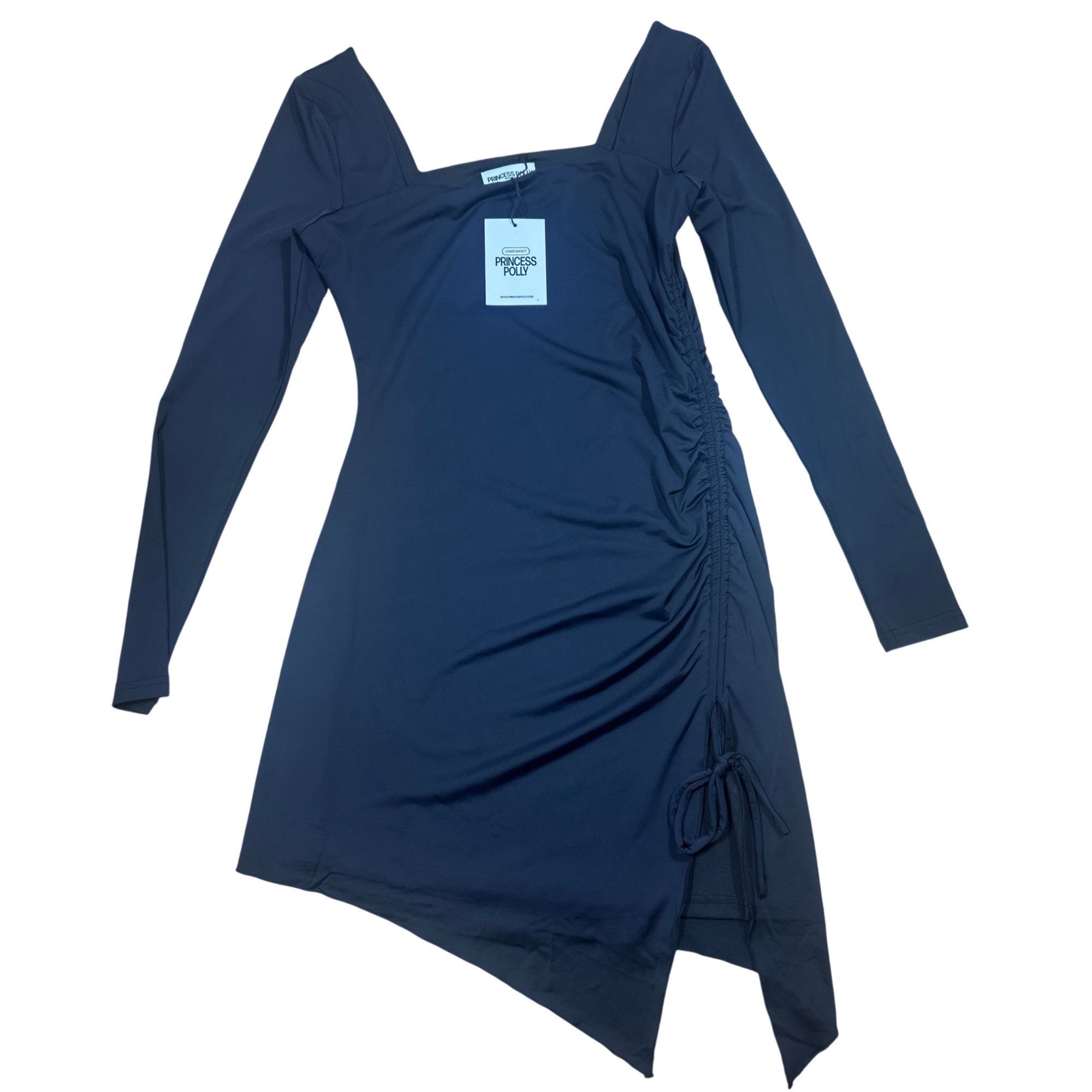 PRINCESS POLLY Princess Polly Black Long Sleeve Ruched Mini Dress Size 8 NW Size M / US 6-8 / IT 42-44 - 3 Thumbnail