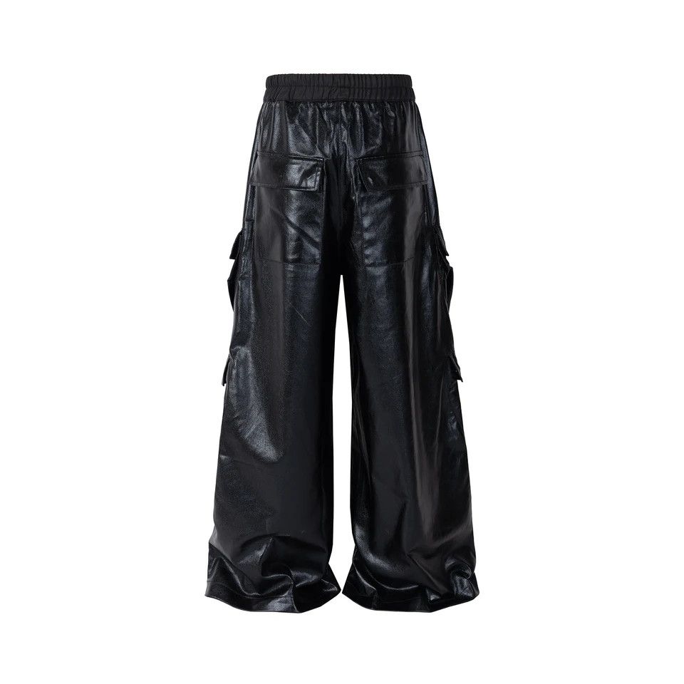 Japanese Brand × Leather Leather Pants Hombre Baggy Wide Leg Drawstring Size US 29 - 3 Thumbnail