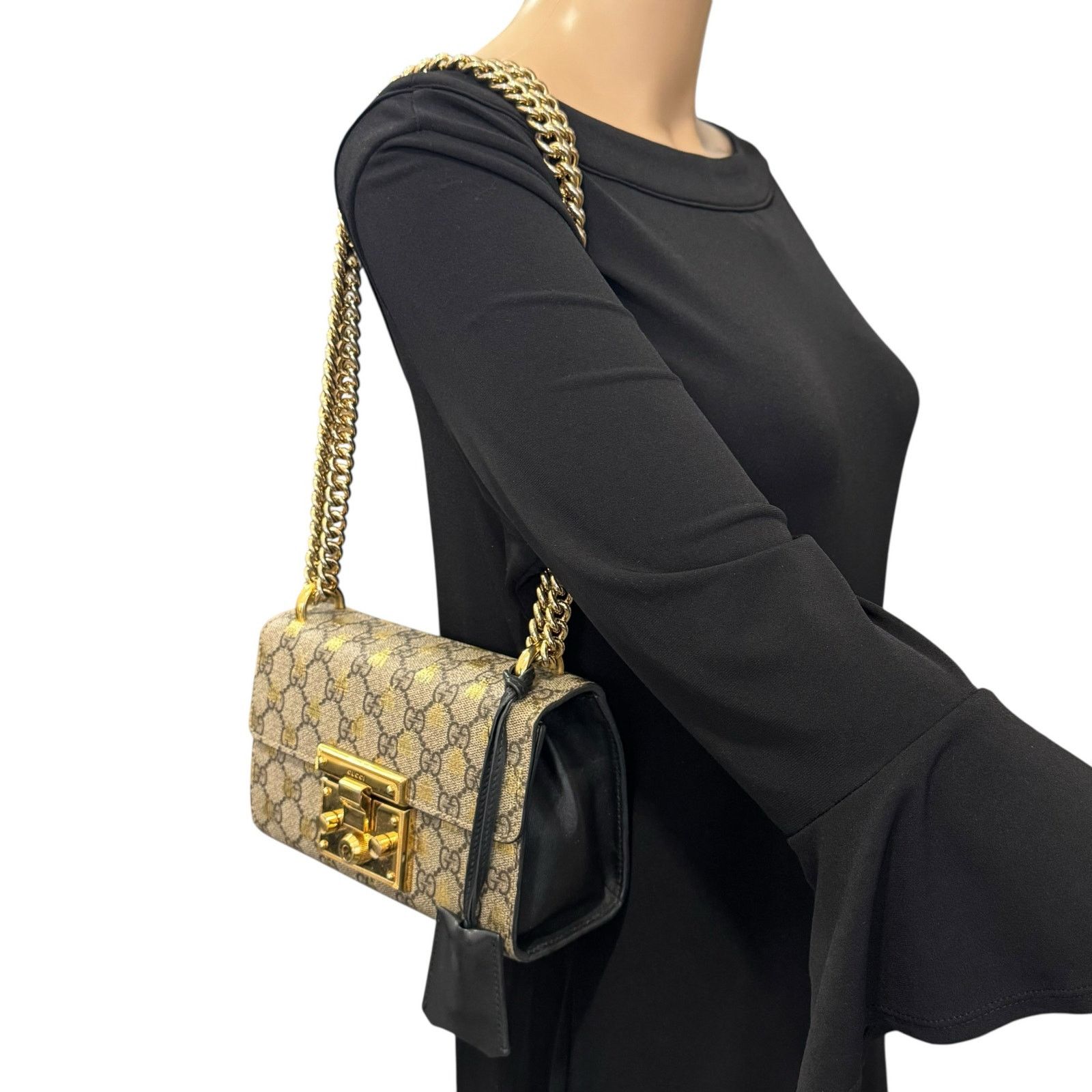 Gucci Gucci Monogram Bee Chain Shoulder Bag Size ONE SIZE - 2 Thumbnail