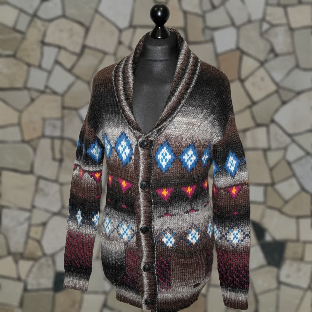 Vintage Moods of Norway mens wool cardigan jumper M Multicoloured Size US M / EU 48-50 / 2 - 1 Thumbnail