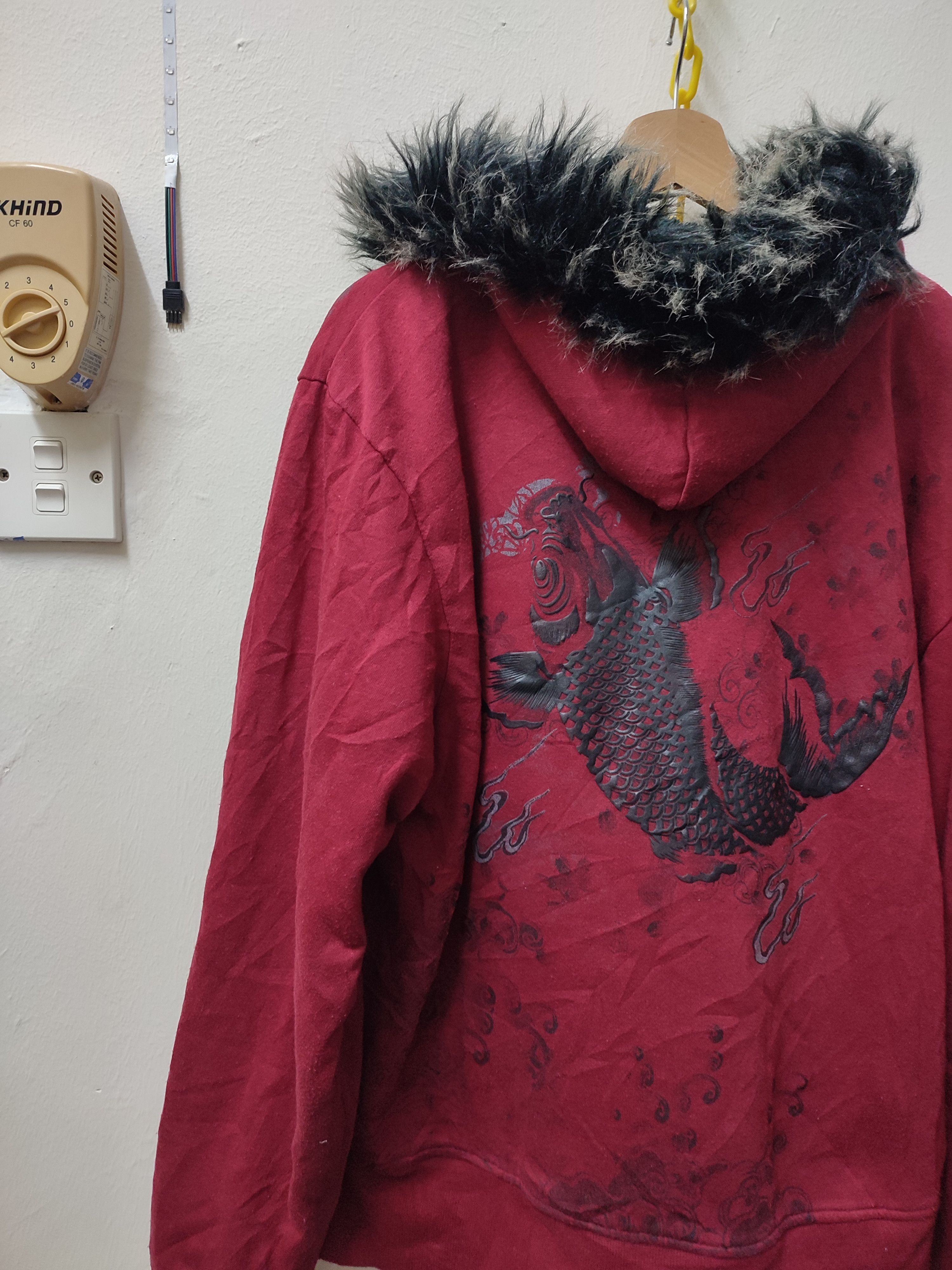 Japanese Brand Fur Sukajan Fish Koi Zip Up Hoodies Size US XL / EU 56 / 4 - 11 Thumbnail