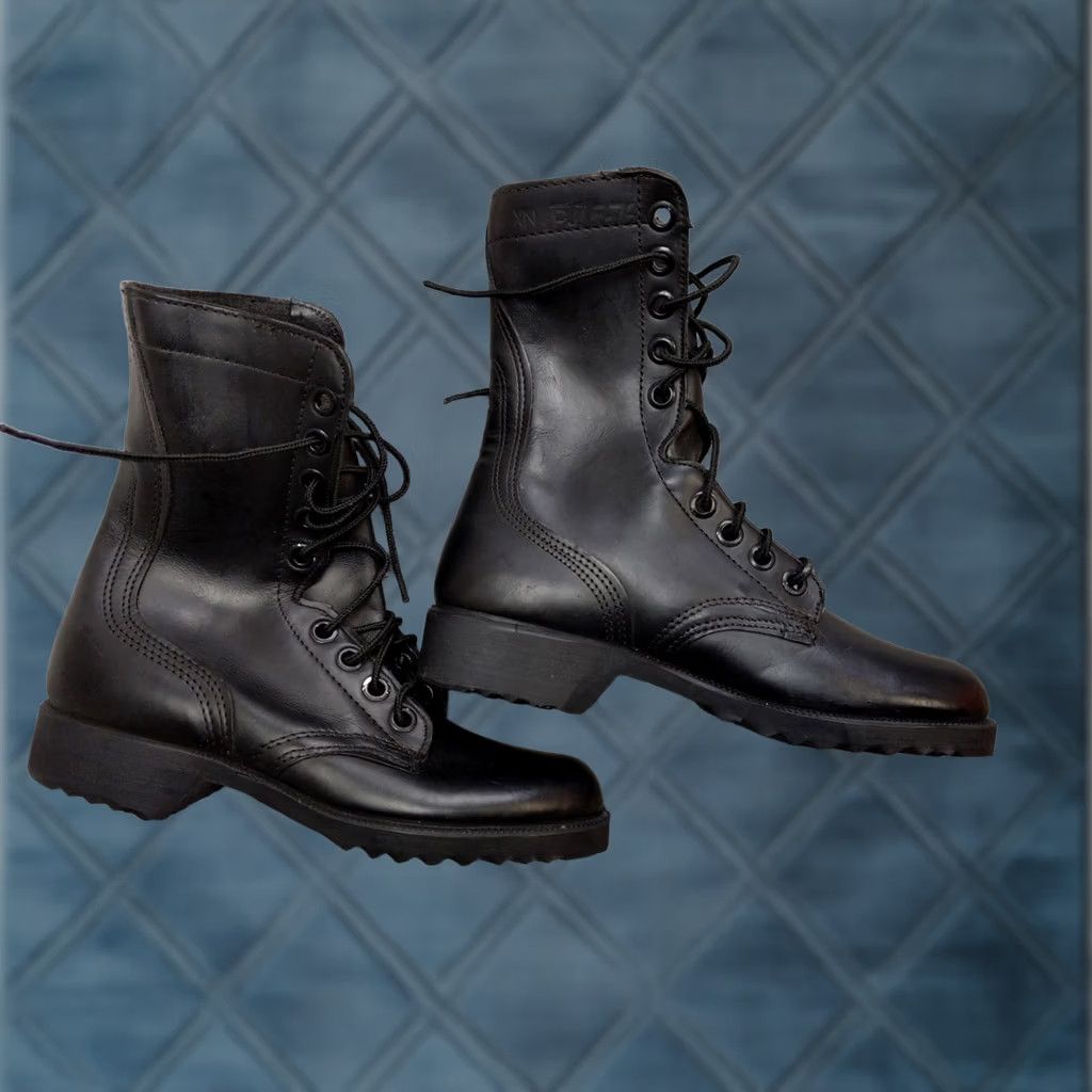 Vintage RO-SEARCH Boots Womens 5.5 Black Leather Mid-Calf Lace-Up Combat Work Boot Mens? Women 5.5 Black Leather Size US 6 / IT 36 - 1 Thumbnail