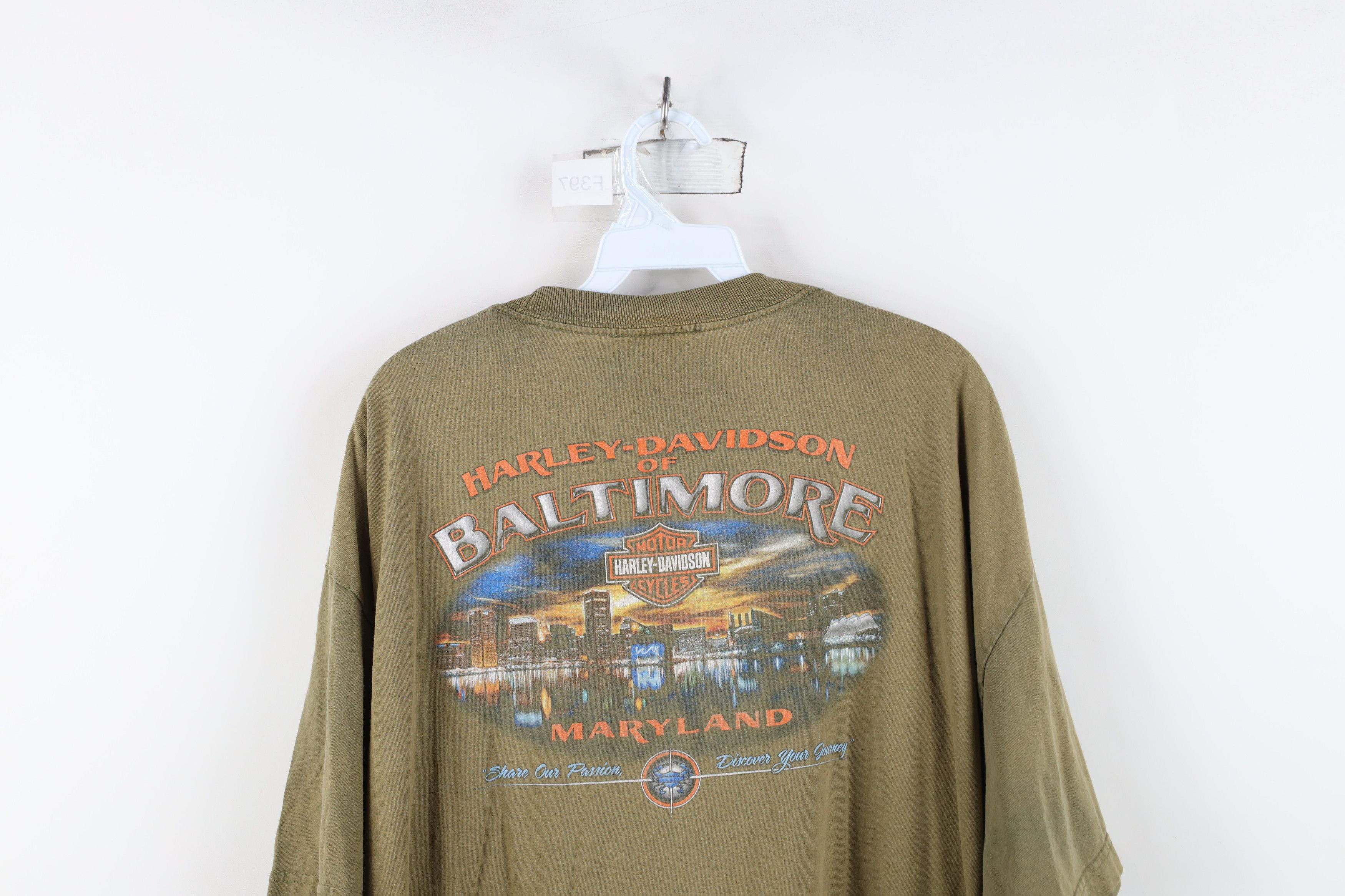 Harley Davidson Vintage Harley Davidson Spell Out Eagle Baltimore T-Shirt Size US XXL / EU 58 / 5 - 13 Thumbnail