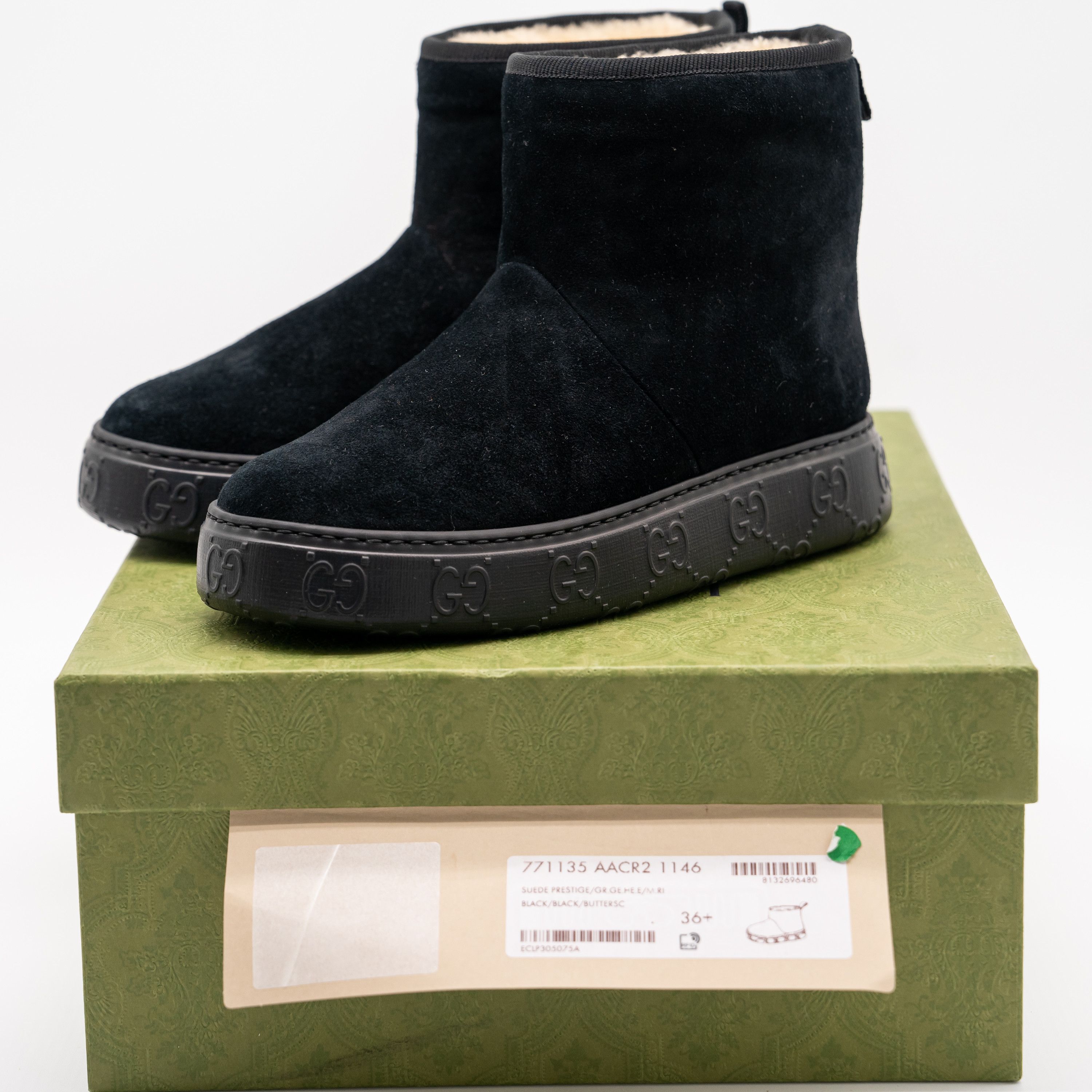 Gucci 36.5G 6.5 US Gucci Shearling Ankle Boots Black Mouton Winter Size US 6.5 / IT 36.5 - 10 Thumbnail
