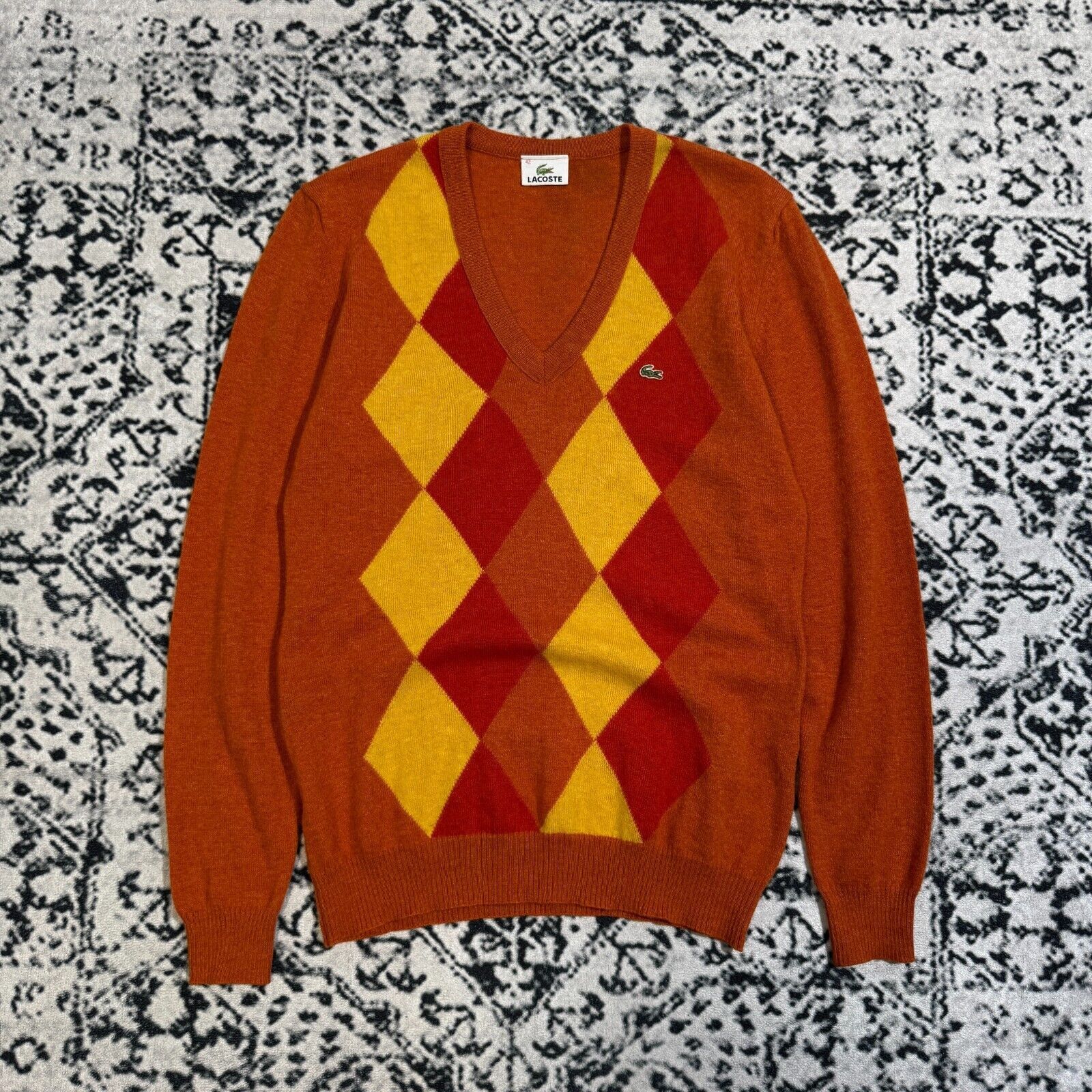 Lacoste × Vintage Vintage Lacoste Unisex Orange Yellow Red Wool Sweater Size S Size US S / EU 44-46 / 1 - 1 Thumbnail