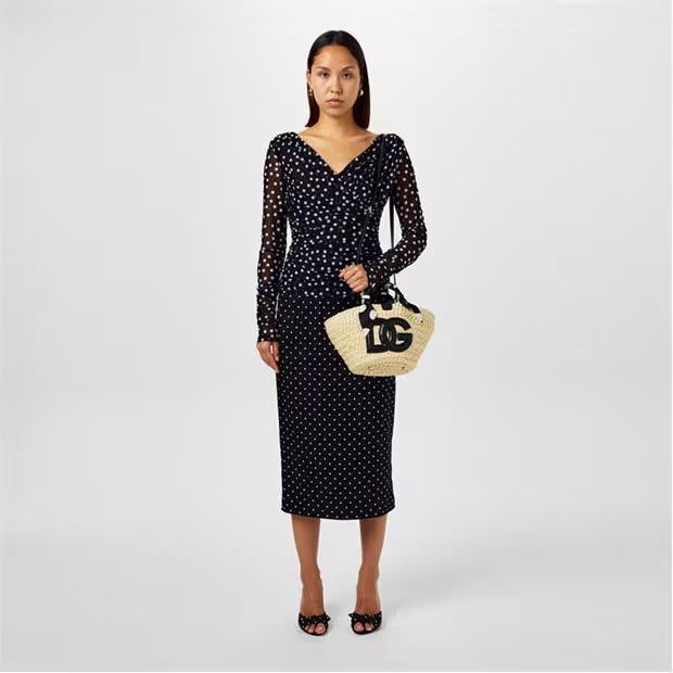 Dolce & Gabbana o1g2r1mq1024 Midi Dresses in White & Nero Size M / US 6-8 / IT 42-44 - 6 Thumbnail