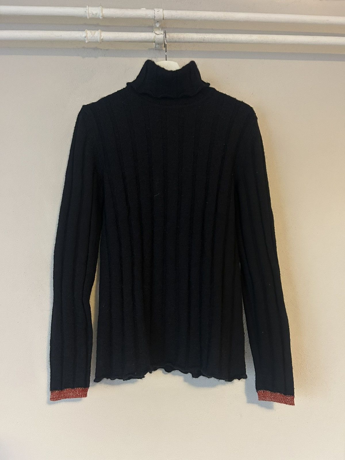 Miu Miu Miu Miu Black Ribbed Turtleneck Sweater Size US XL / EU 56 / 4 - 1 Thumbnail