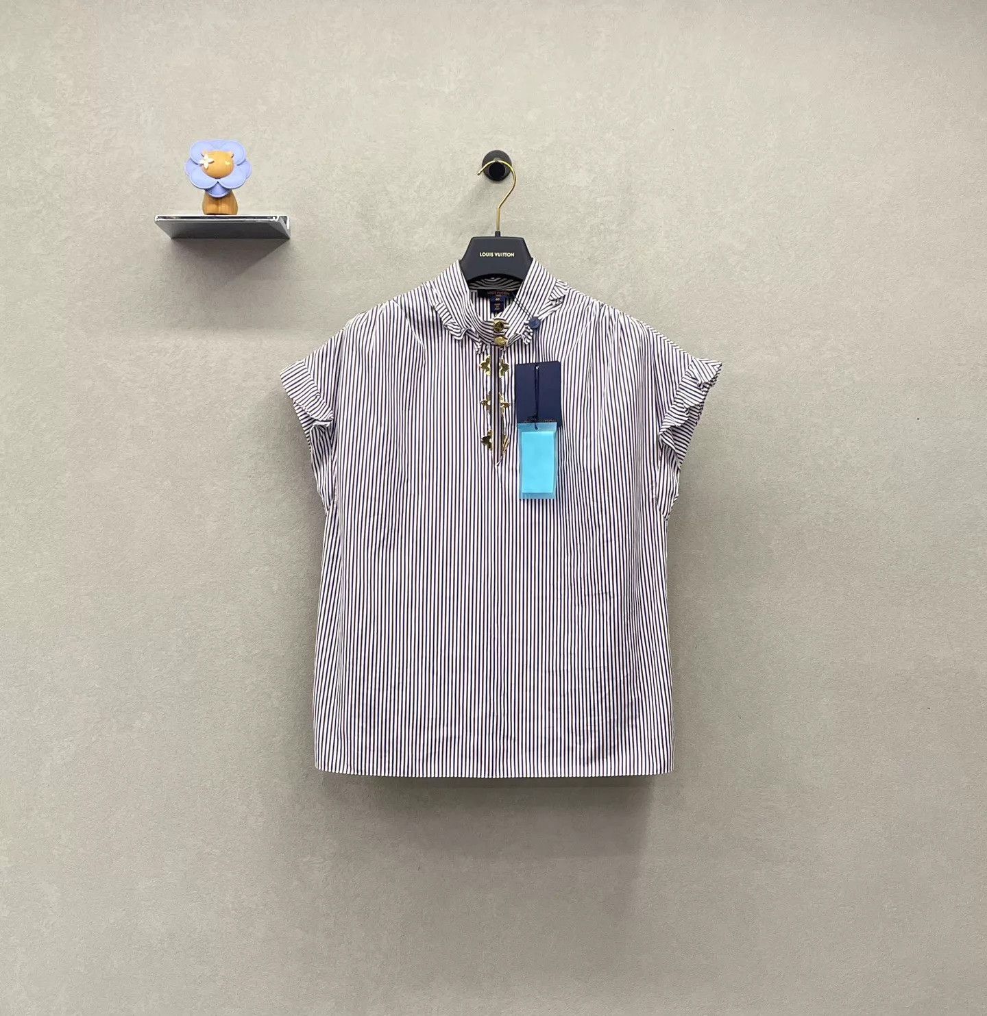 Louis Vuitton LV Striped Sleeveless Stand Collar Shirt Casual Size M / US 6-8 / IT 42-44 - 1 Thumbnail