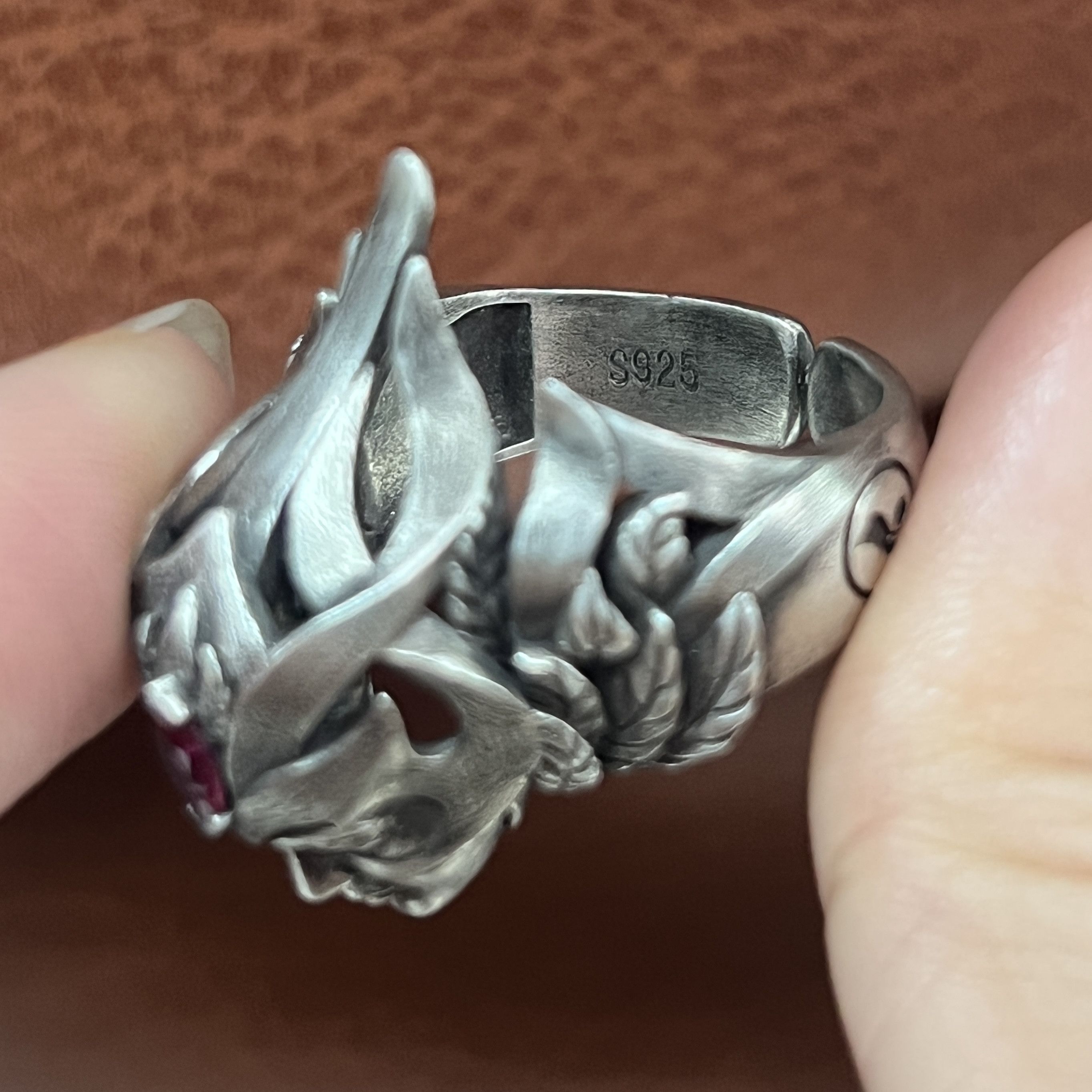 Jewelry SIZE 10 S925 Silver Wire Drawing Medusa Ring Size ONE SIZE - 7 Thumbnail