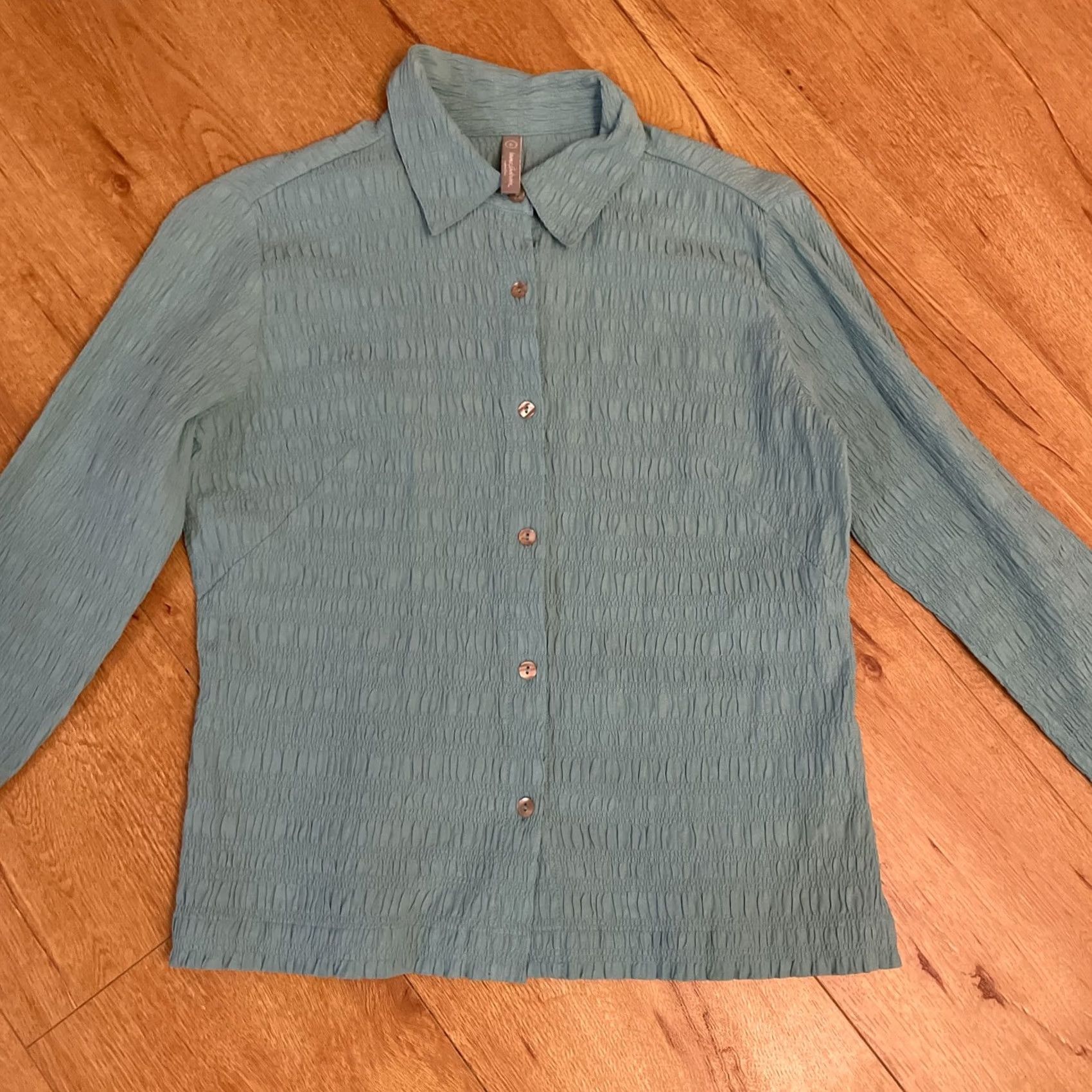 Vintage VINTAGE Hanna Andersson Top Women’s Size 6 Teal Long Sleeve Button-Up 90s Green Women Size M / US 6-8 / IT 42-44 - 4 Thumbnail