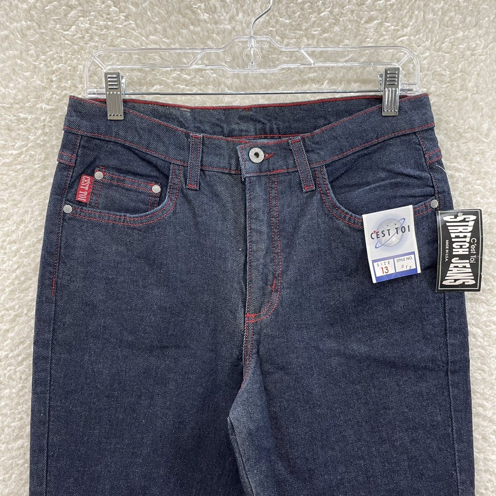 Vintage VINTAGE NEW 90s Y2K jeans 12 30 High Waisted Bootcut Flare Dark Wash Size 34" / US 12 / IT 48 - 3 Thumbnail