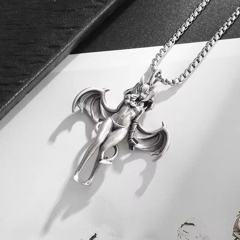 Jewelry Sexy Devil Bat Girl Pendant Necklace Size ONE SIZE - 5 Thumbnail