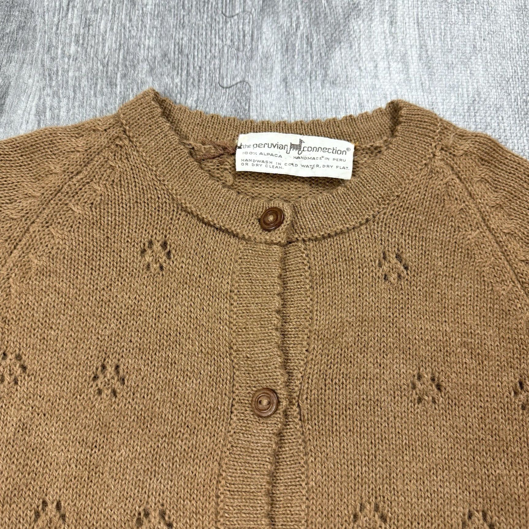 Vintage VINTAGE Peruvian Connection 100% Alpaca Wool Cardigan Sweater M Brown Pockets Long Sleeve Womens Size M / US 6-8 / IT 42-44 - 2 Thumbnail