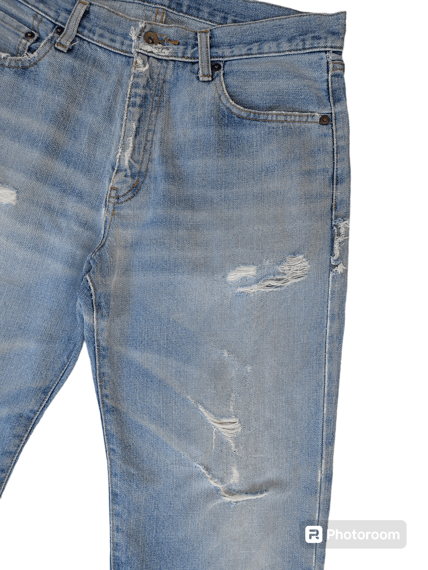 UNIQLO Distressed, Cropped Wide Leg Streetwear Denim