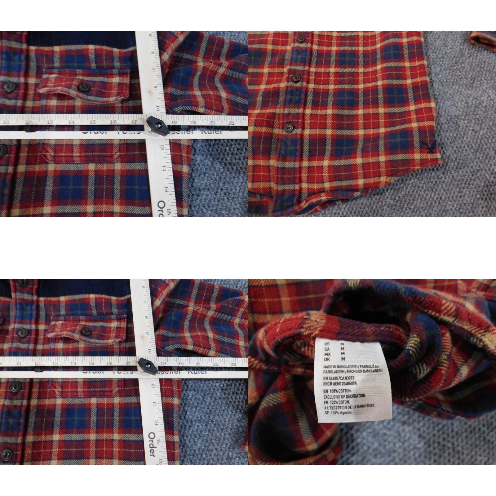American Eagle Outfitters mens american eagle flannel shirt M red plaid long sleeve button-down collar up outdoor outdoor all seasons mens regular fit cotton heavy plaid Size US M / EU 48-50 / 2 - 8 Thumbnail
