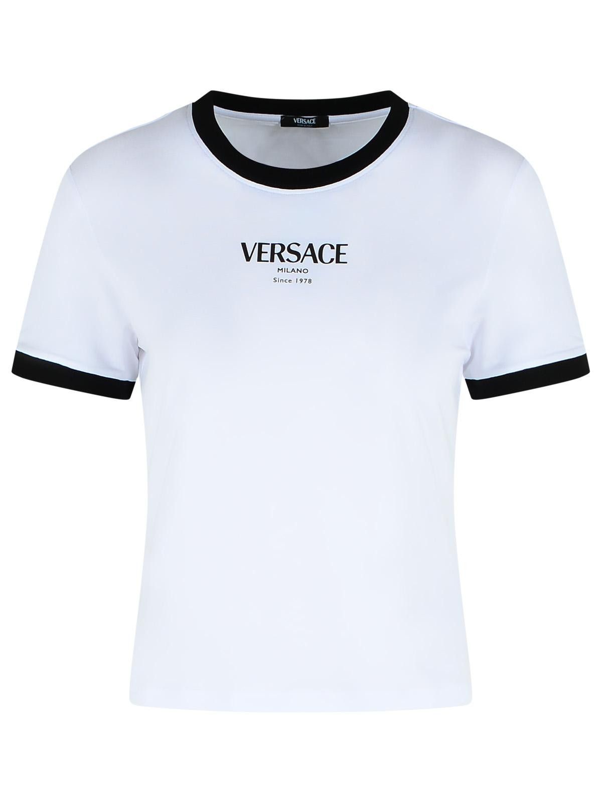 Versace VERSACE White Viscose T-Shirt Size S / US 4 / IT 40 - 1 Thumbnail