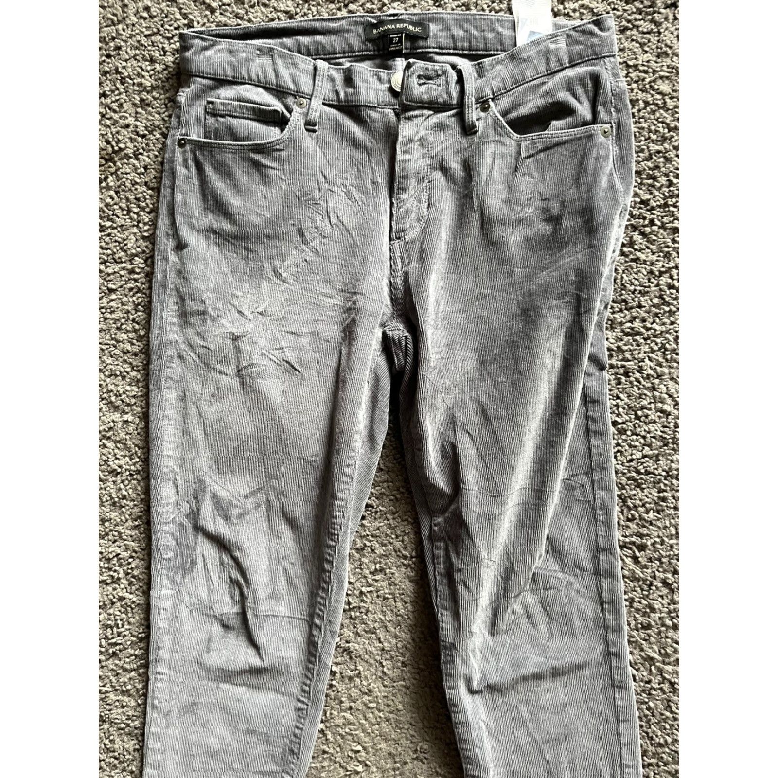 Banana Republic Banana Republic Pants Womens 27 Gray Corduroy Skinny Leg 5 Pocket Ankle Cords Casual Dress Pants Slim Fit 27 in Gray Womens Size 27" / US 4 / IT 40 - 2 Thumbnail