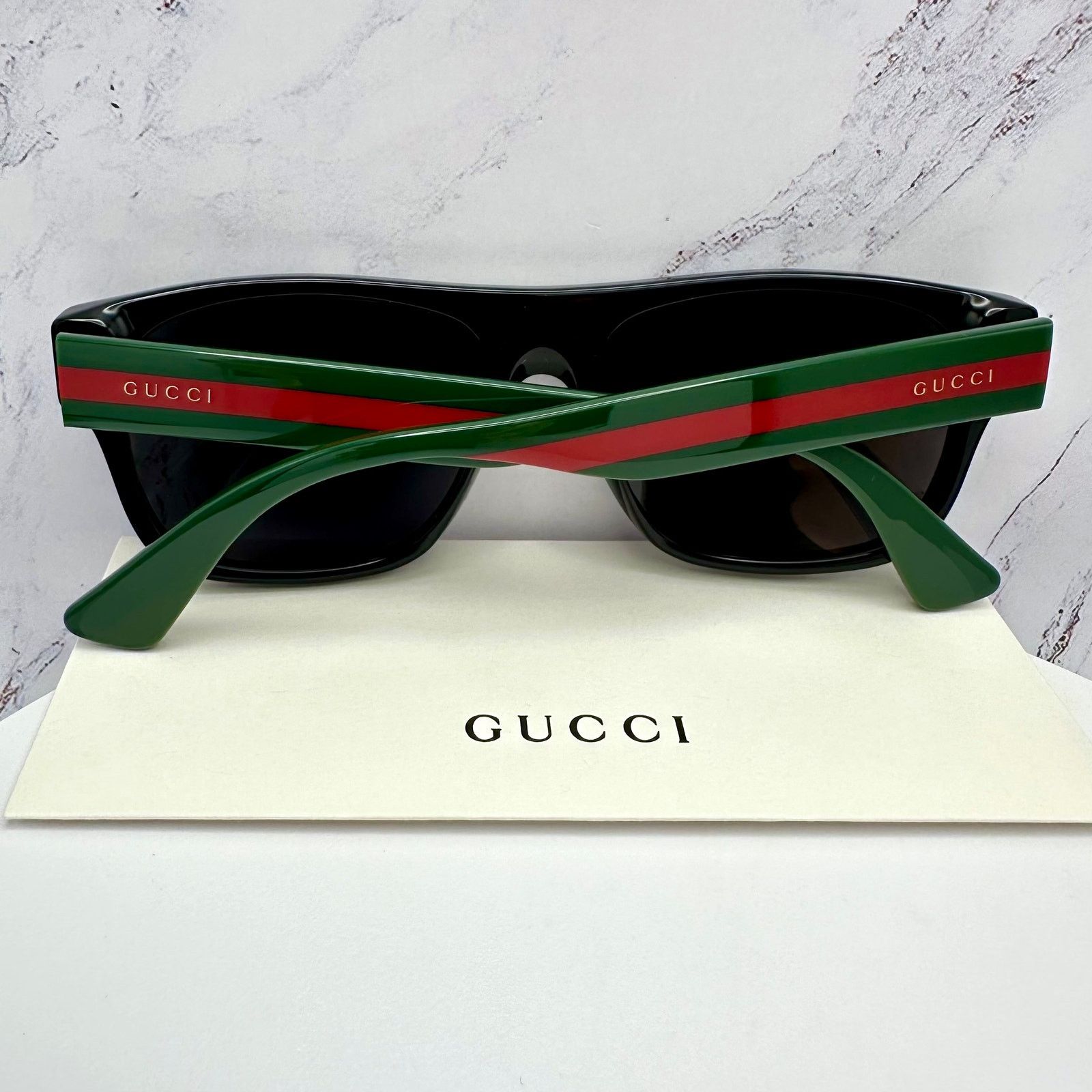 Gucci New Gucci Sunglasses Polarized Black Square Red Green Web Size ONE SIZE - 7 Thumbnail